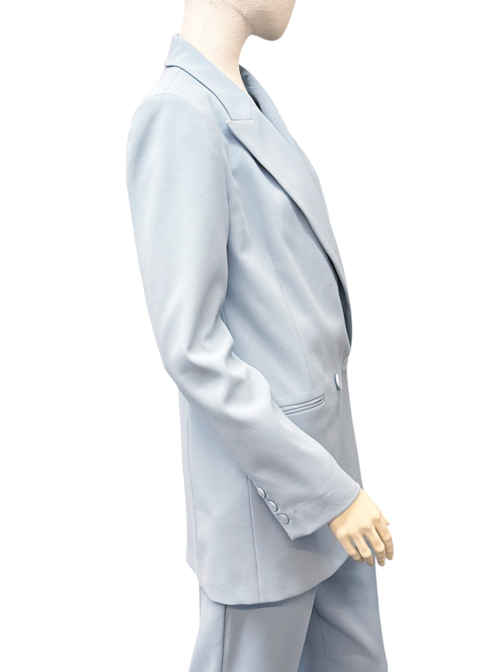 Pinko Light Blue Crepe Suit – Double-Breasted Blazer & High-Waisted Pants