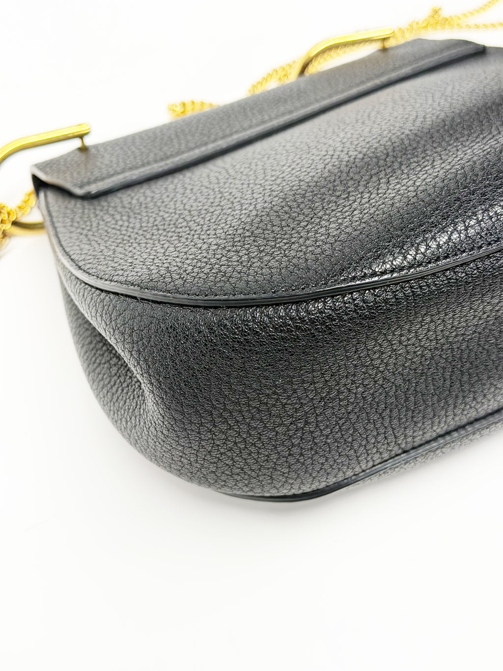 Chloé Drew Black Grained Leather Chain Shoulder Bag Gold Hardware 2015