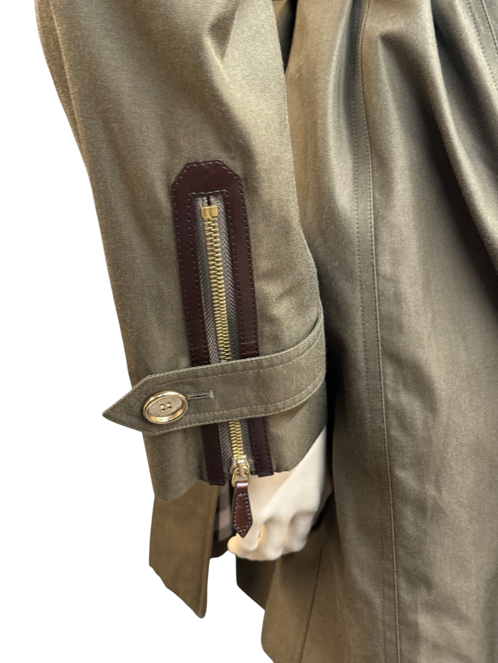 BURBERRY PRORSUM Olive Green Double-Breasted Trench Coat - EU 42