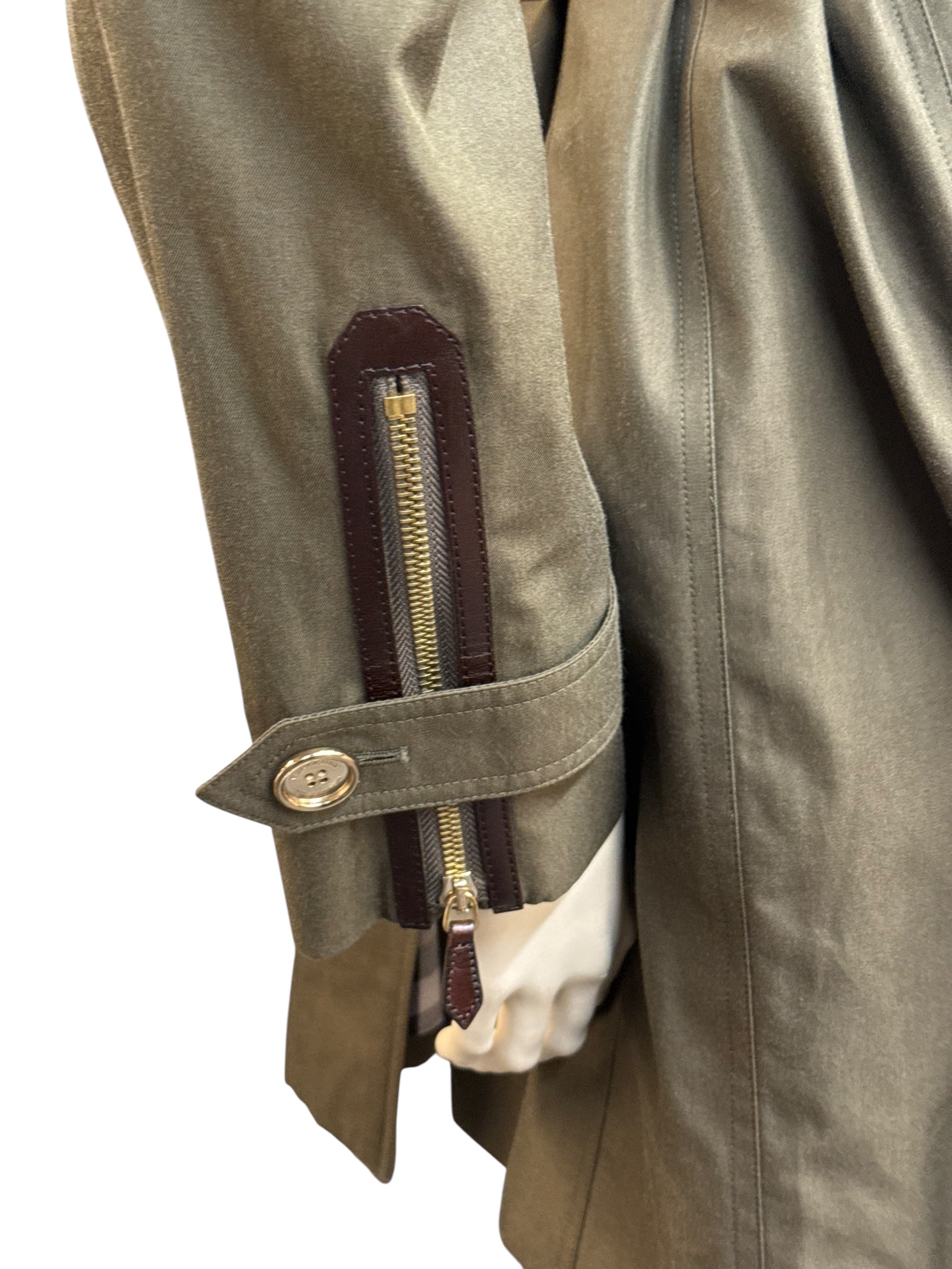 BURBERRY PRORSUM Olive Green Double-Breasted Trench Coat - EU 42