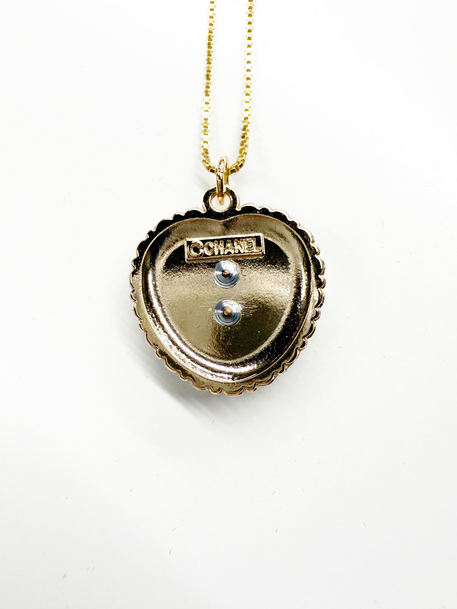 Vintage Chanel Heart Pendant Necklace with Pearls