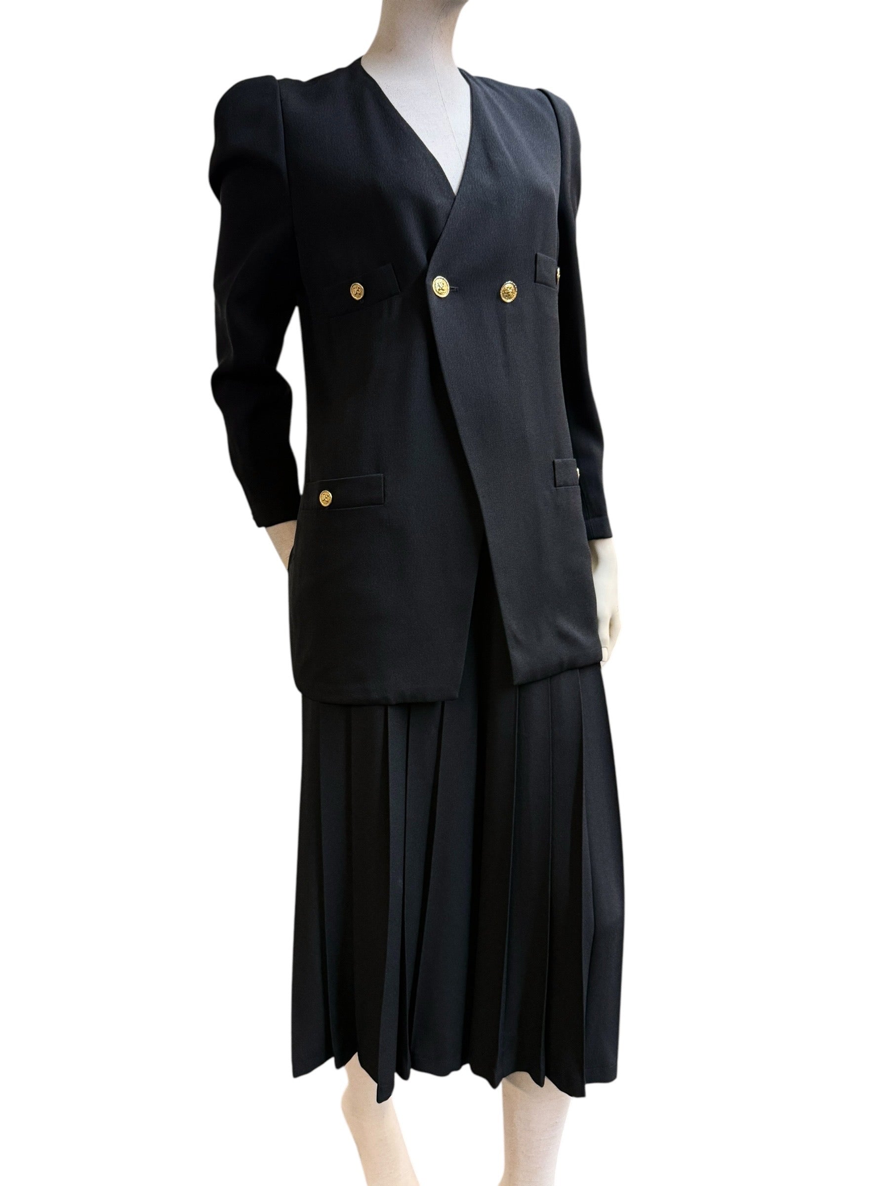 Vintage Sonia Rykiel Paris Black Set (Blazer & Culottes Skirt Look) - 36