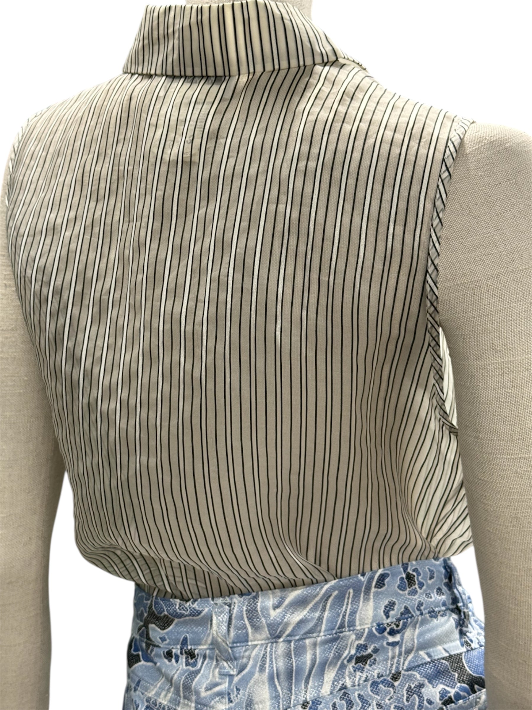 Yves Saint Laurent Variation Striped Sleeveless Blouse