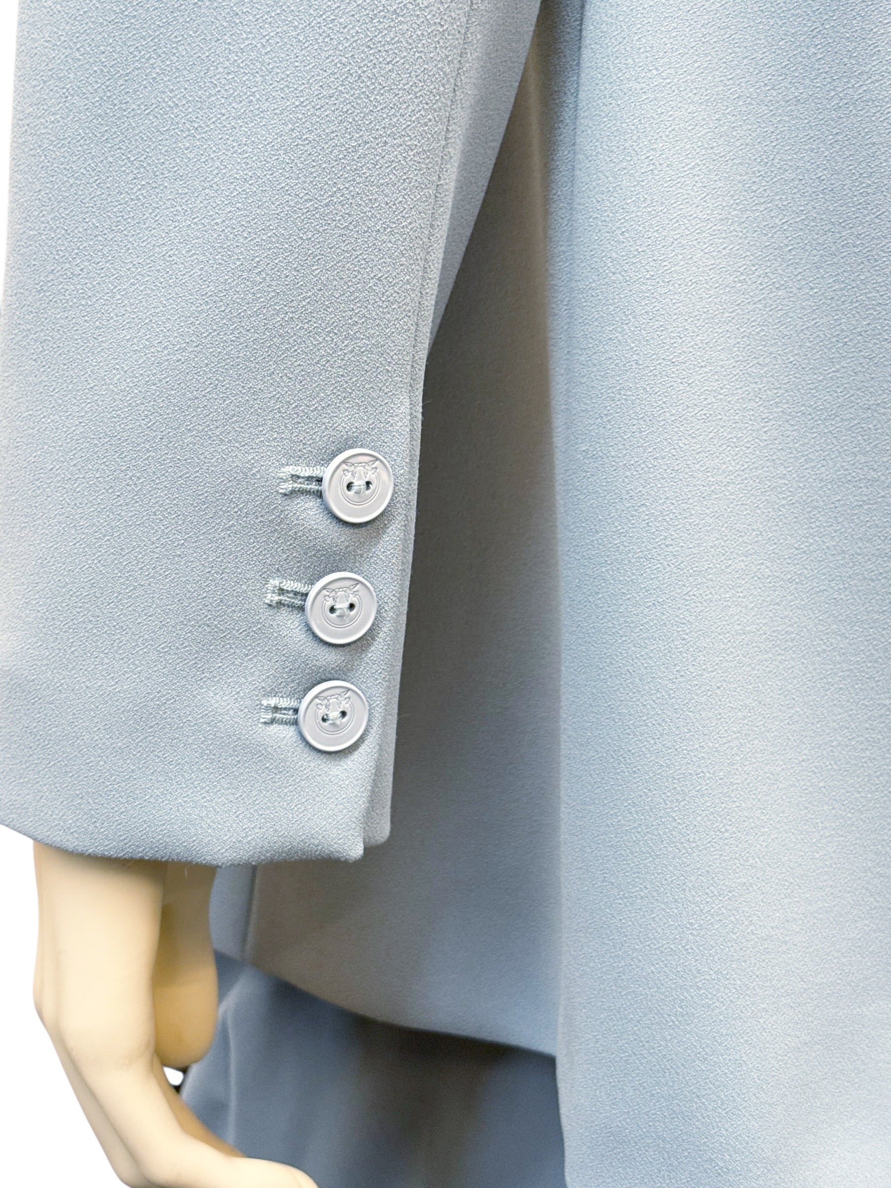 Pinko Light Blue Crepe Suit – Double-Breasted Blazer & High-Waisted Pants