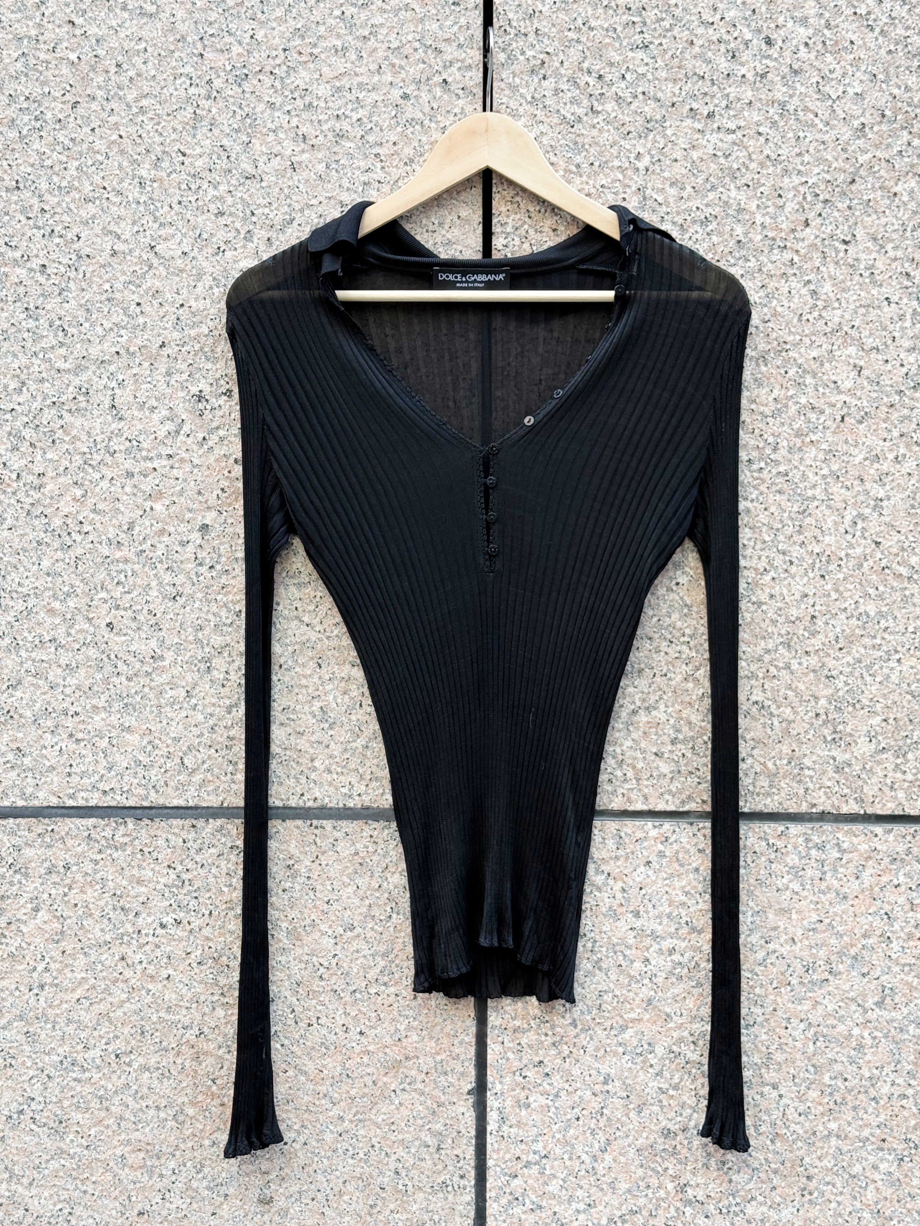 Dolce & Gabbana Black Sheer Button Blouse