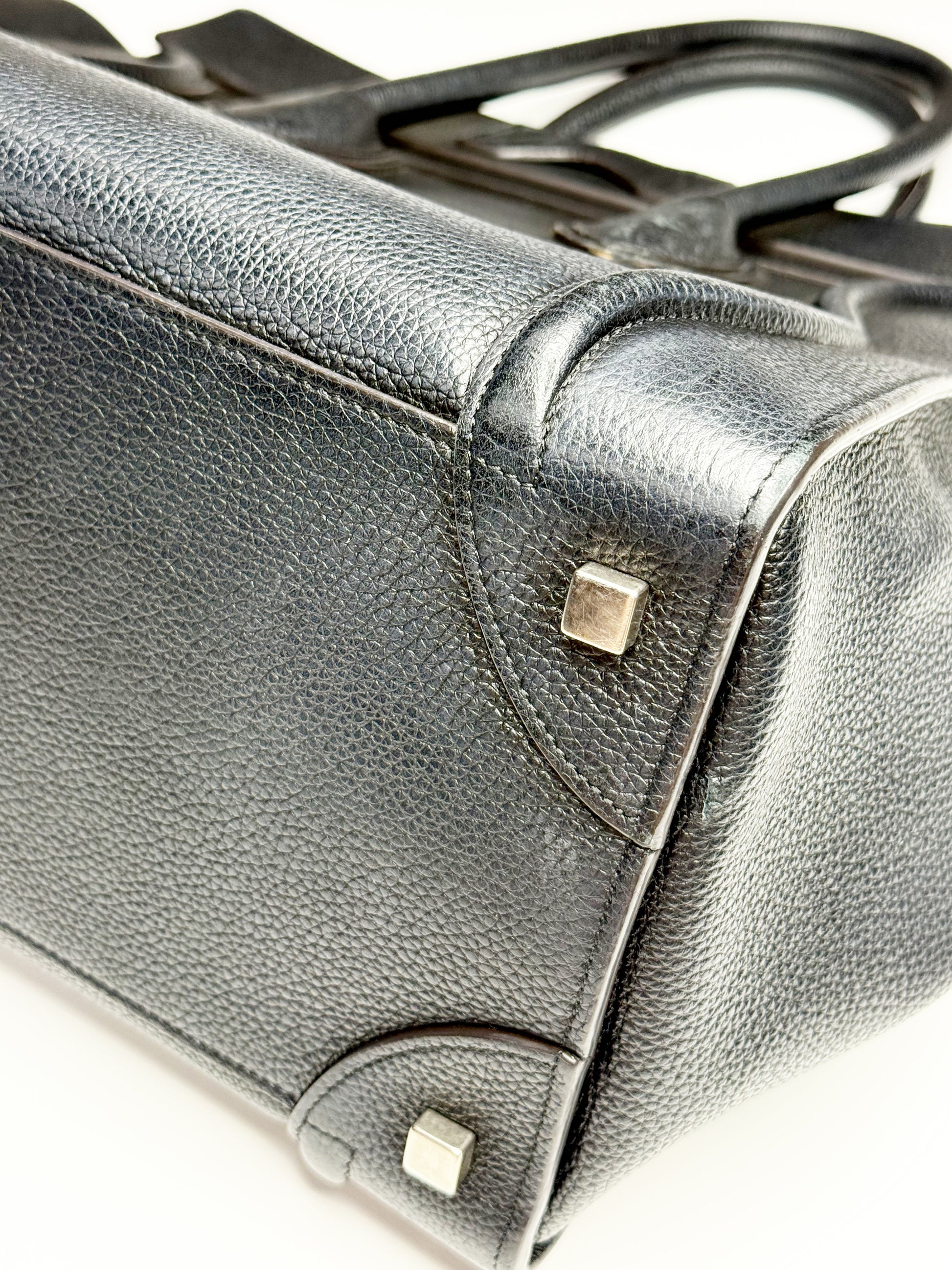 CÉLINE Mini Luggage Tote in Black Grained Calfskin (With Tags)