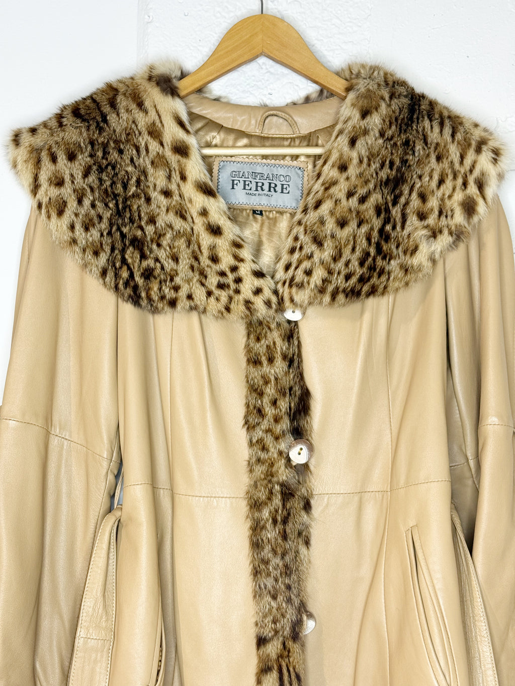 GIANNFRANCO FERRÉ LEATHER JACKET WITH FUR TRIM - M