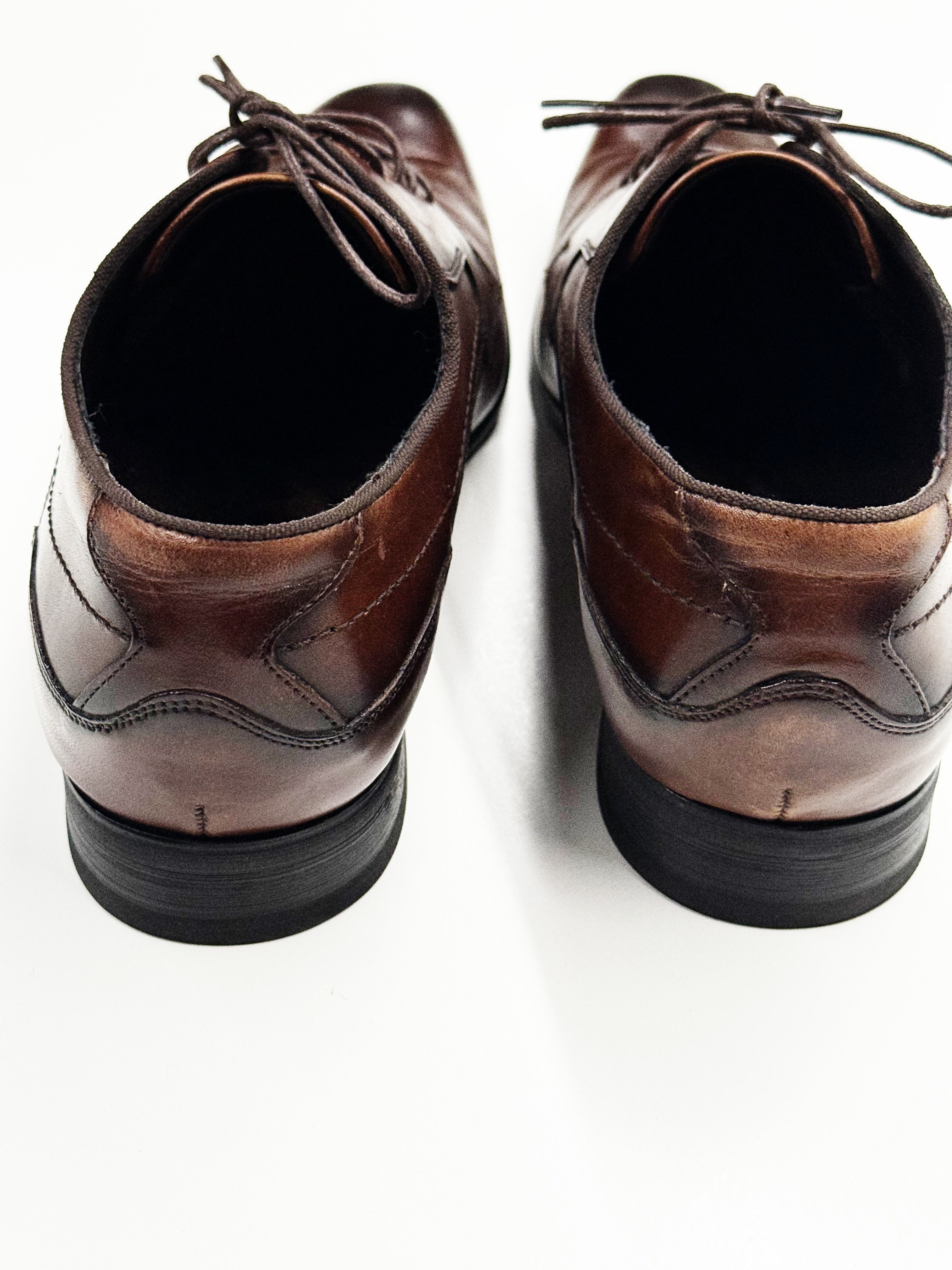 Vannucci Brown Leather Derby Shoes
