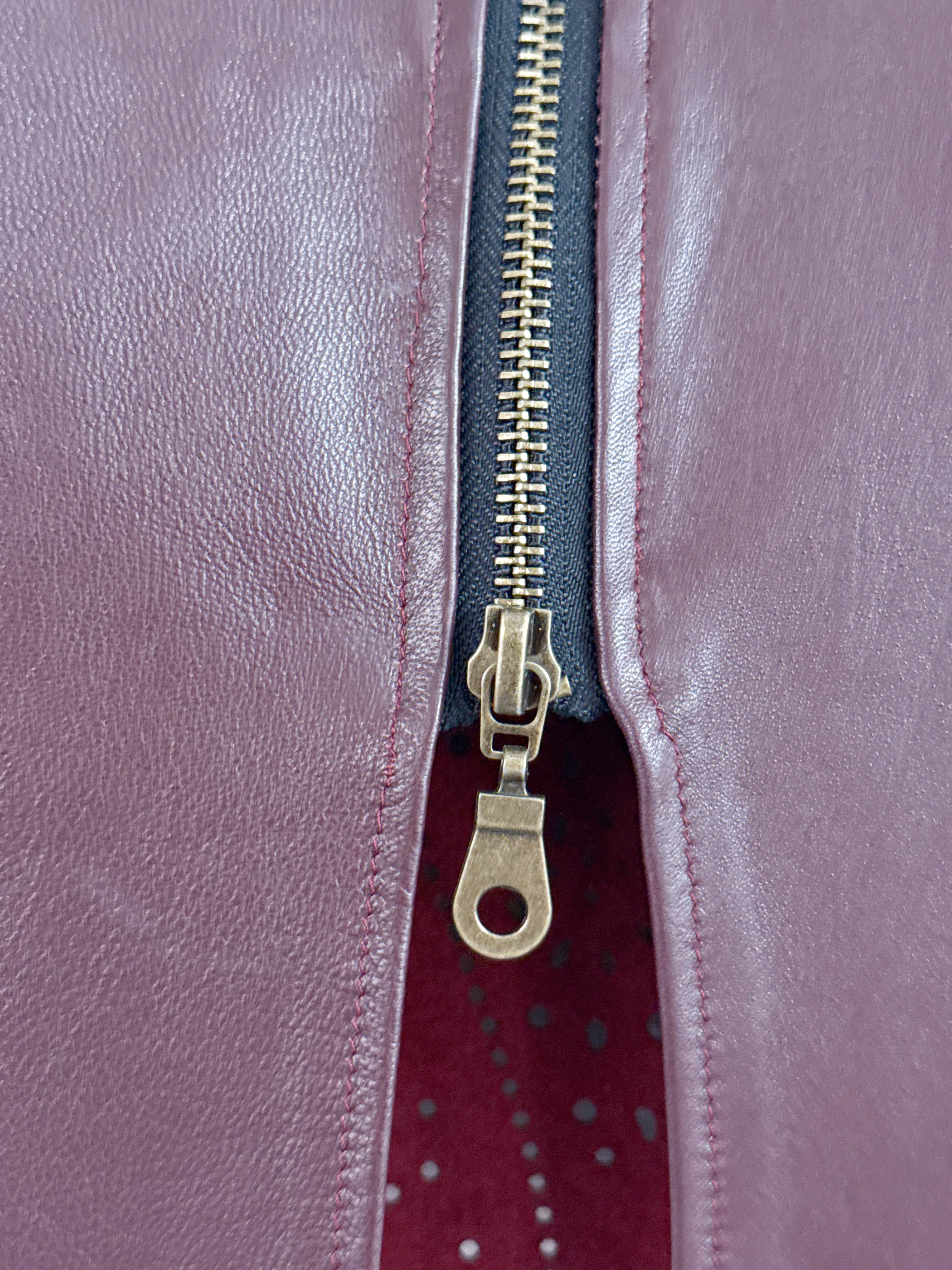 Mariette Burgundy Leather Skirt - EU 36