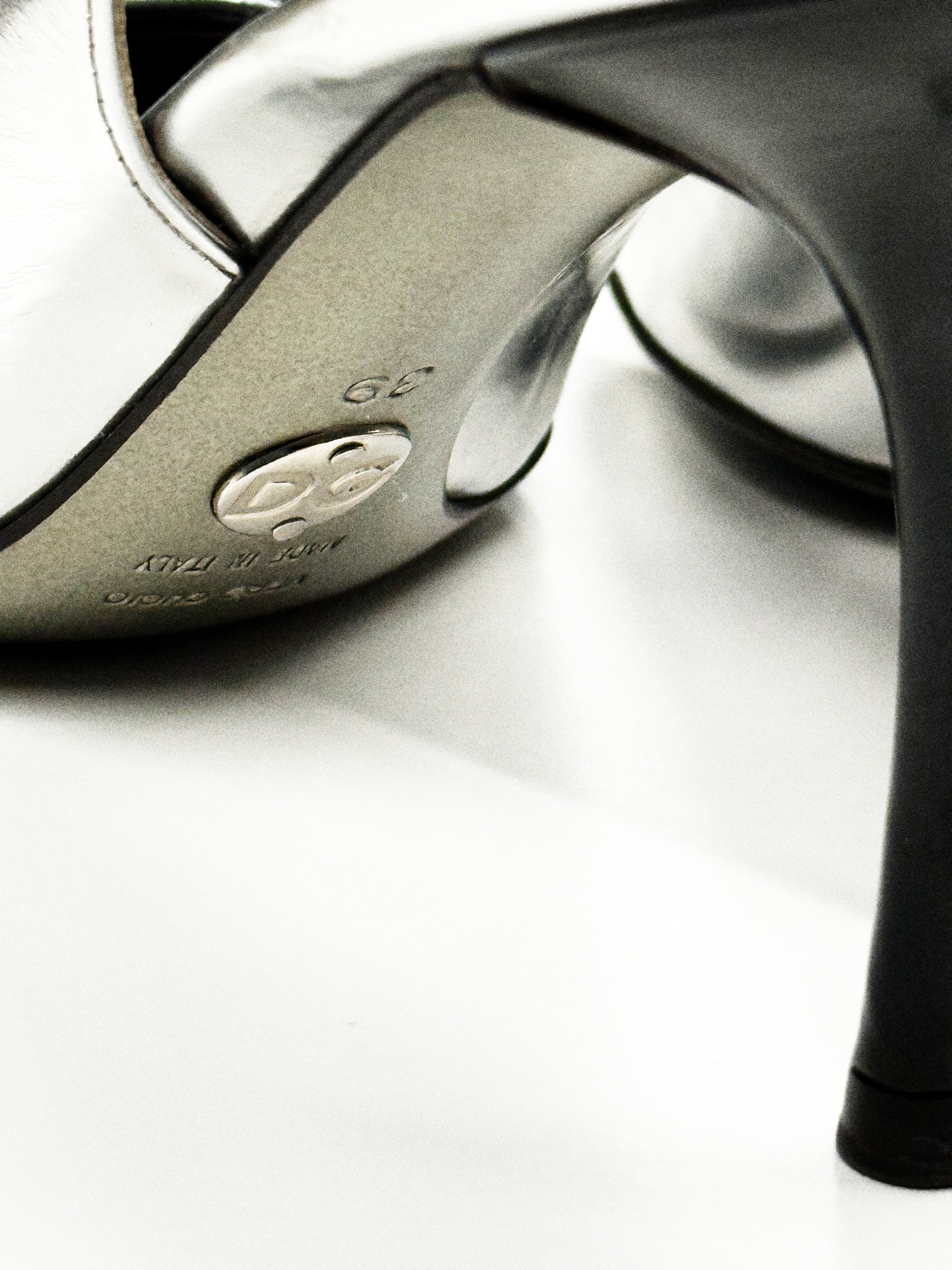 Dolce & Gabbana Silver & Black Slingback Heels