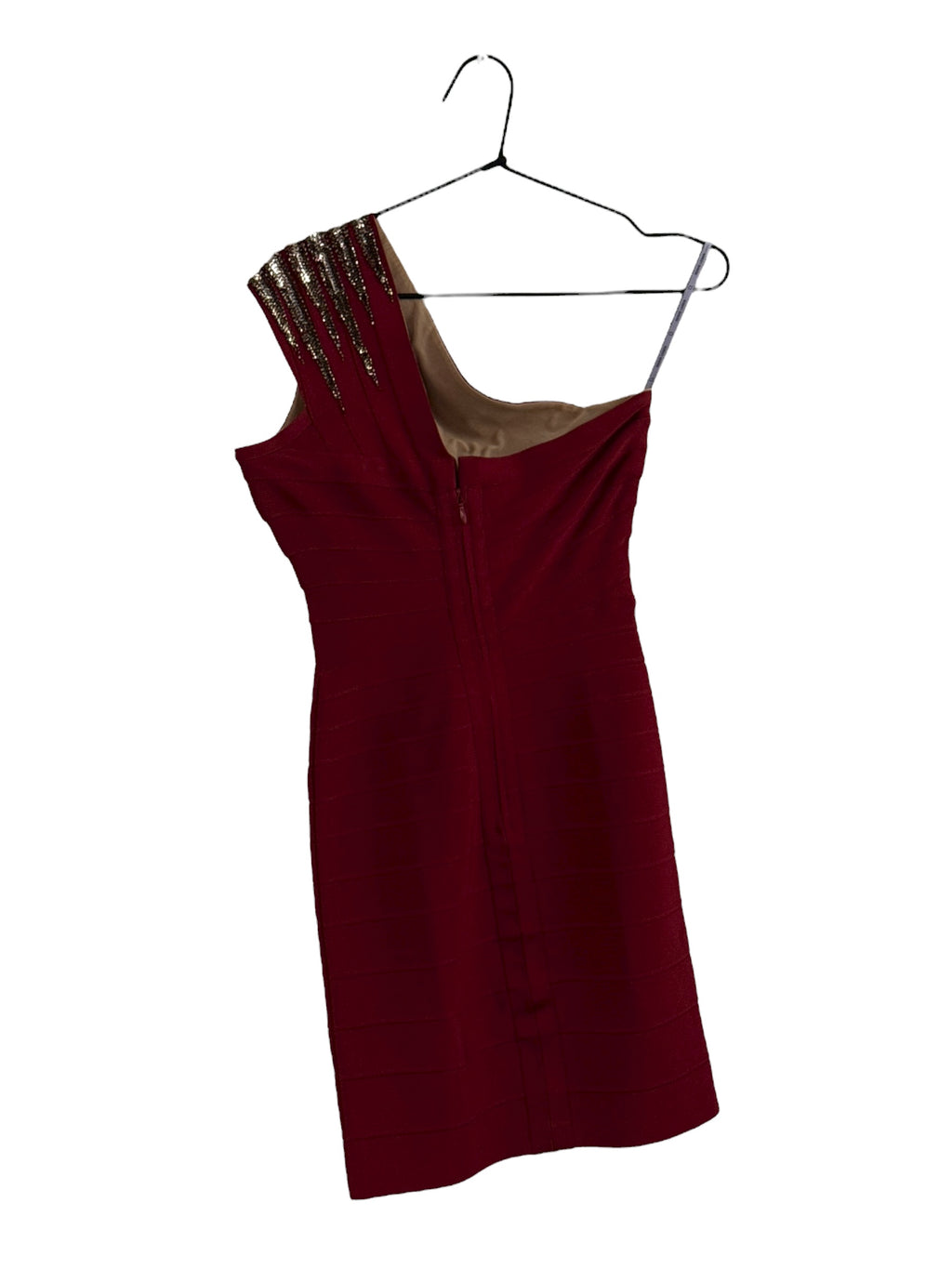 Herve Leger Red One-Shoulder Bandage Dres - S