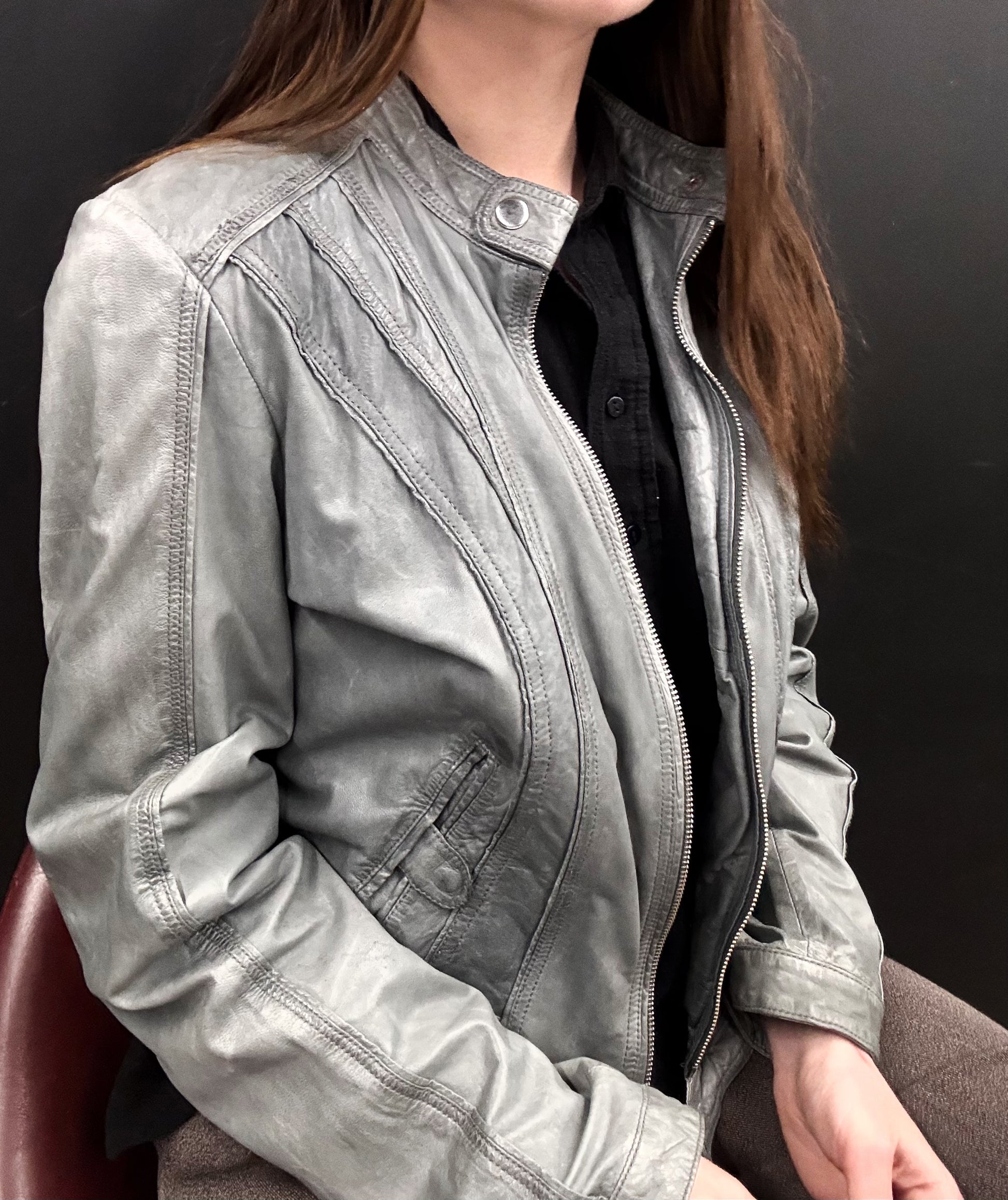 Rock’n Blue Gray Leather Jacket