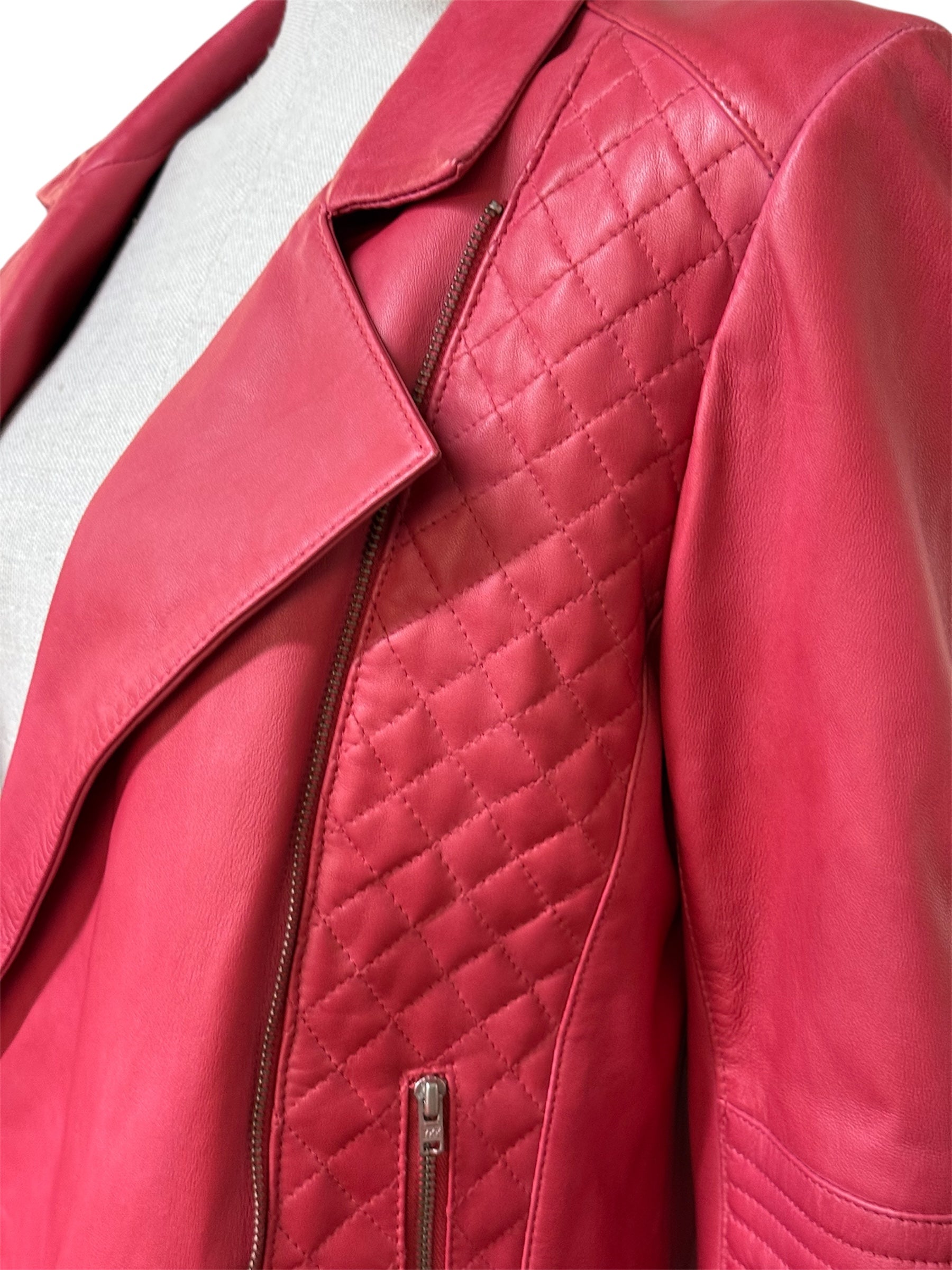 Pablo Gerard Darel Red Lamb Leather Jacket