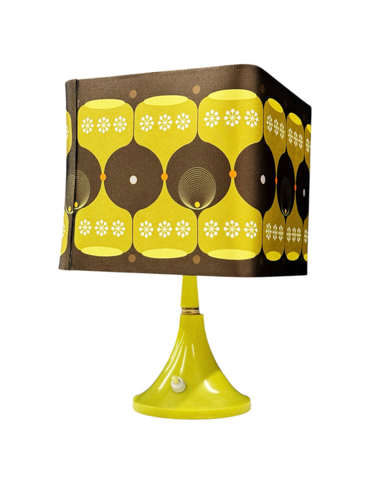 Vintage Retro Table Lamp — 1970s Style, Yellow & Brown