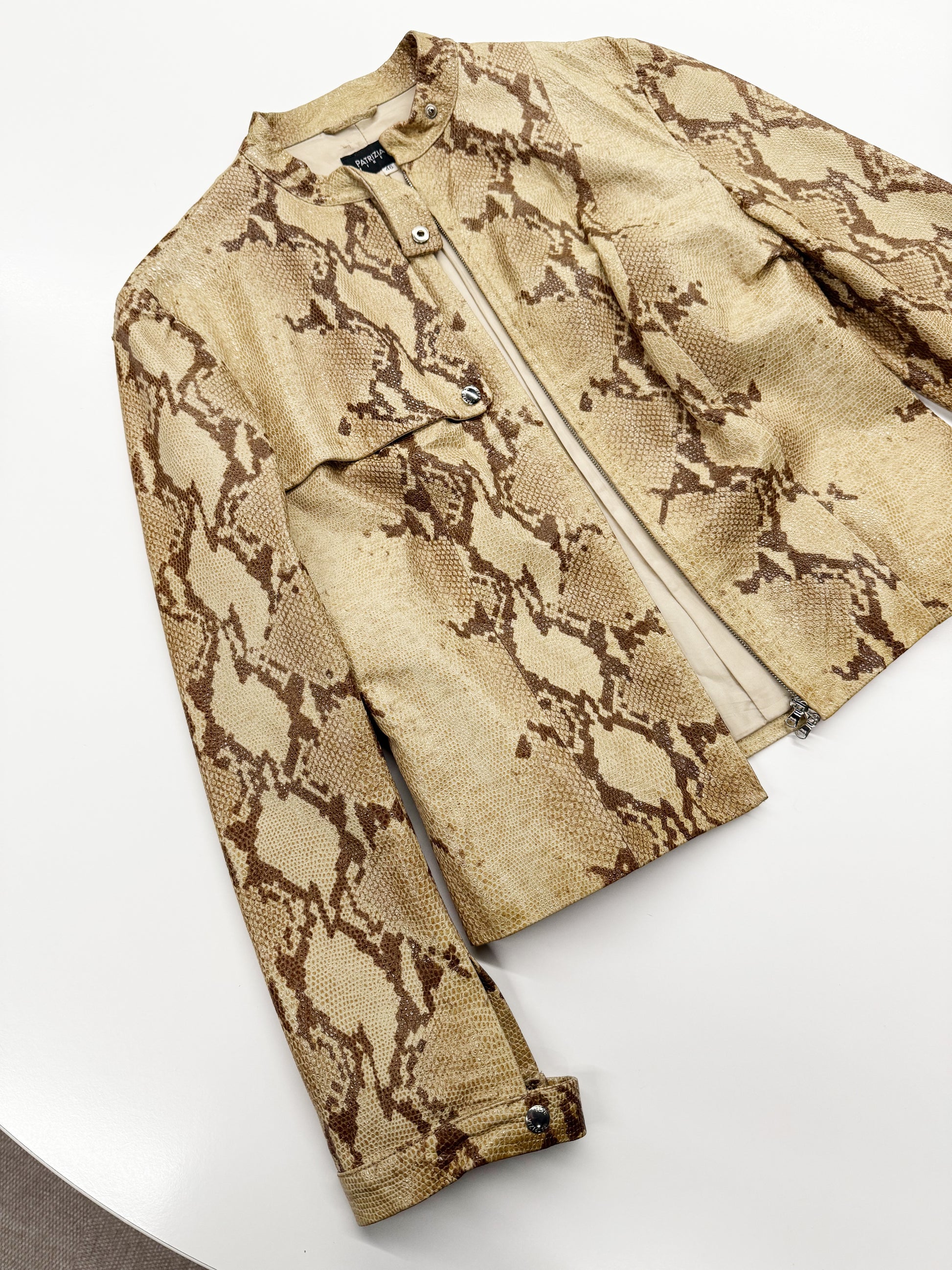 Vintage Patrizia Pepe Snake-Effect Leather Jacket