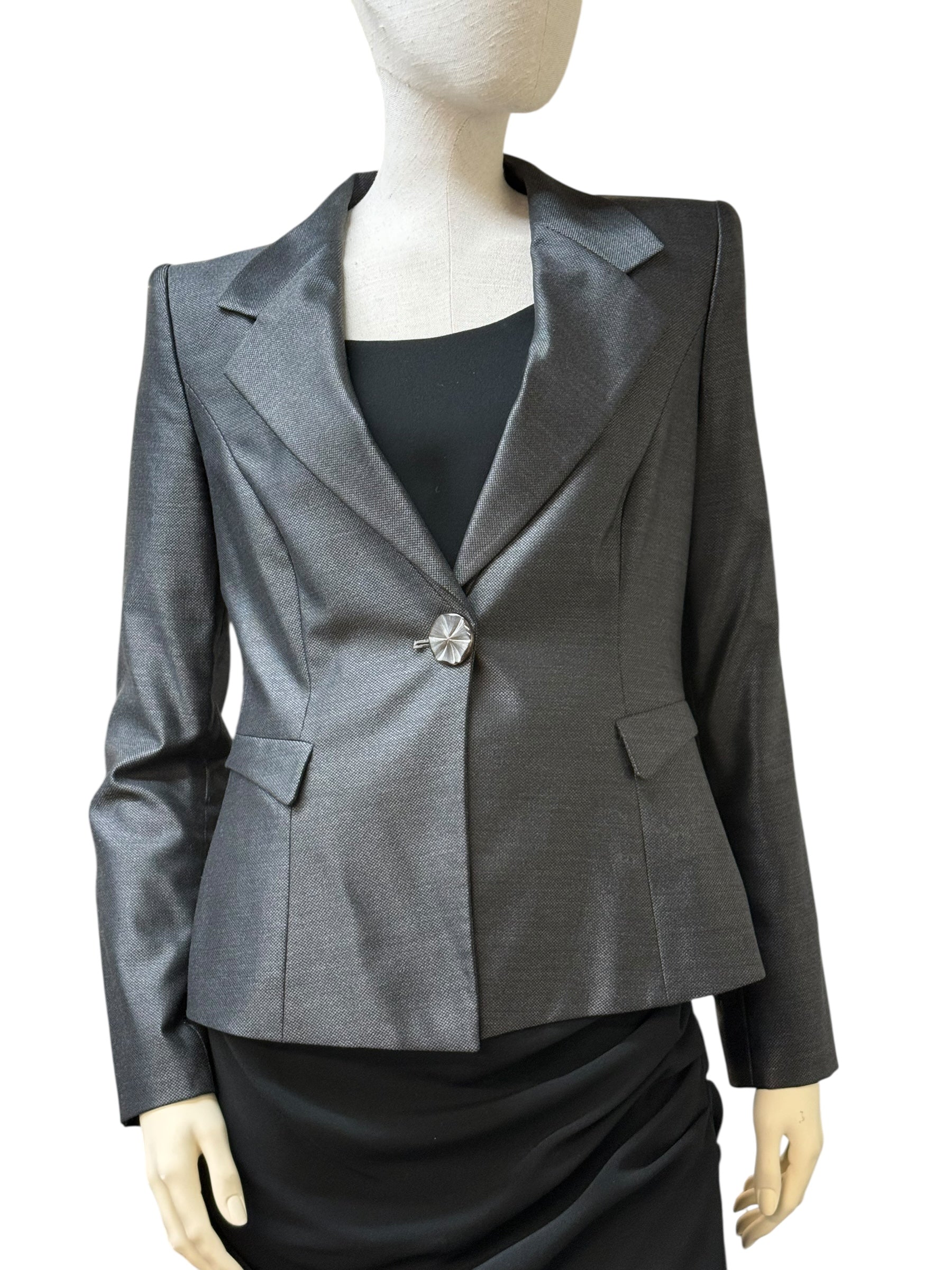 Giorgio Armani Wool-Silk Structured Blazer - EU 40