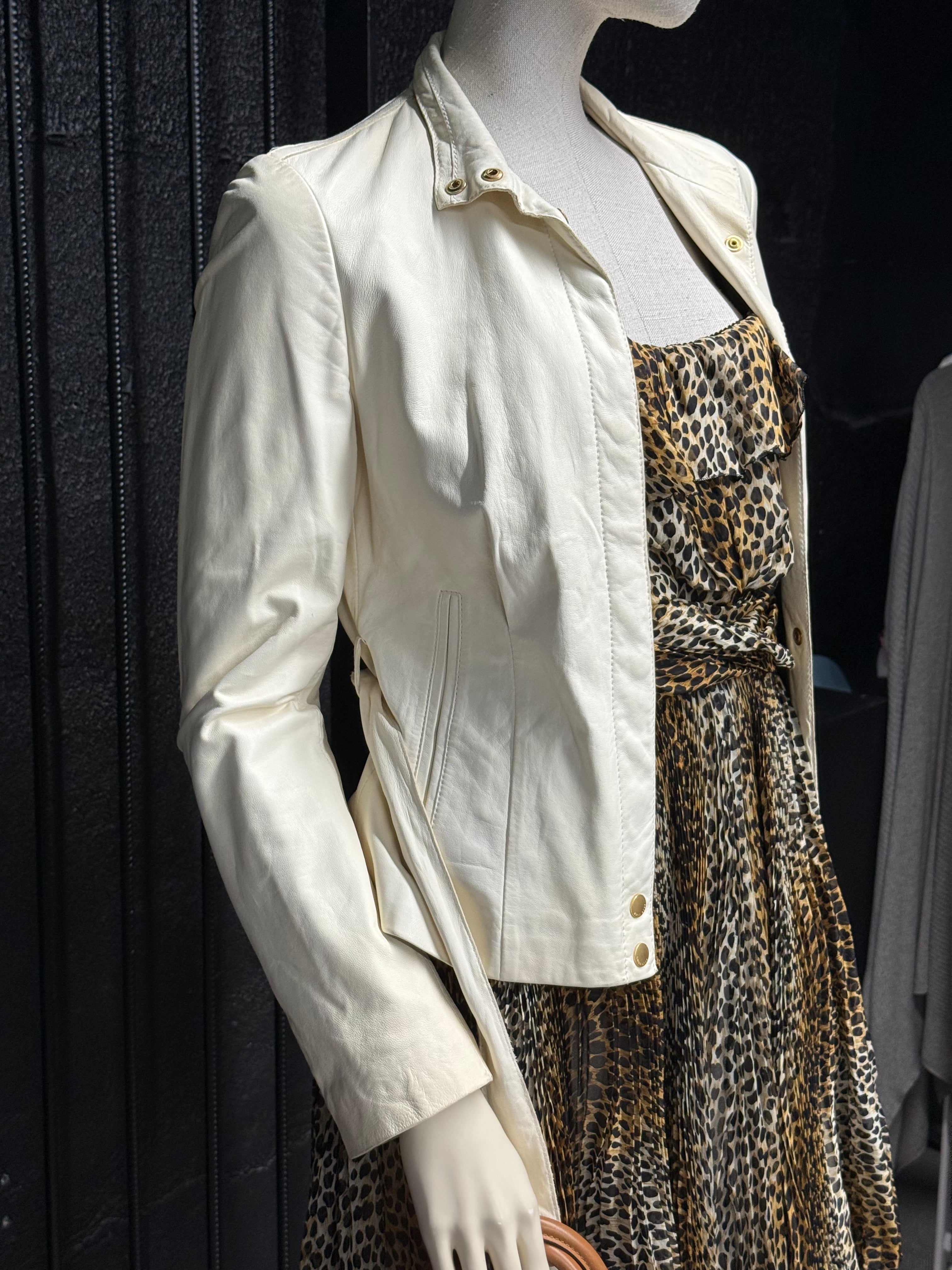 HUGO BOSS Lamb Leather Belted Jacket