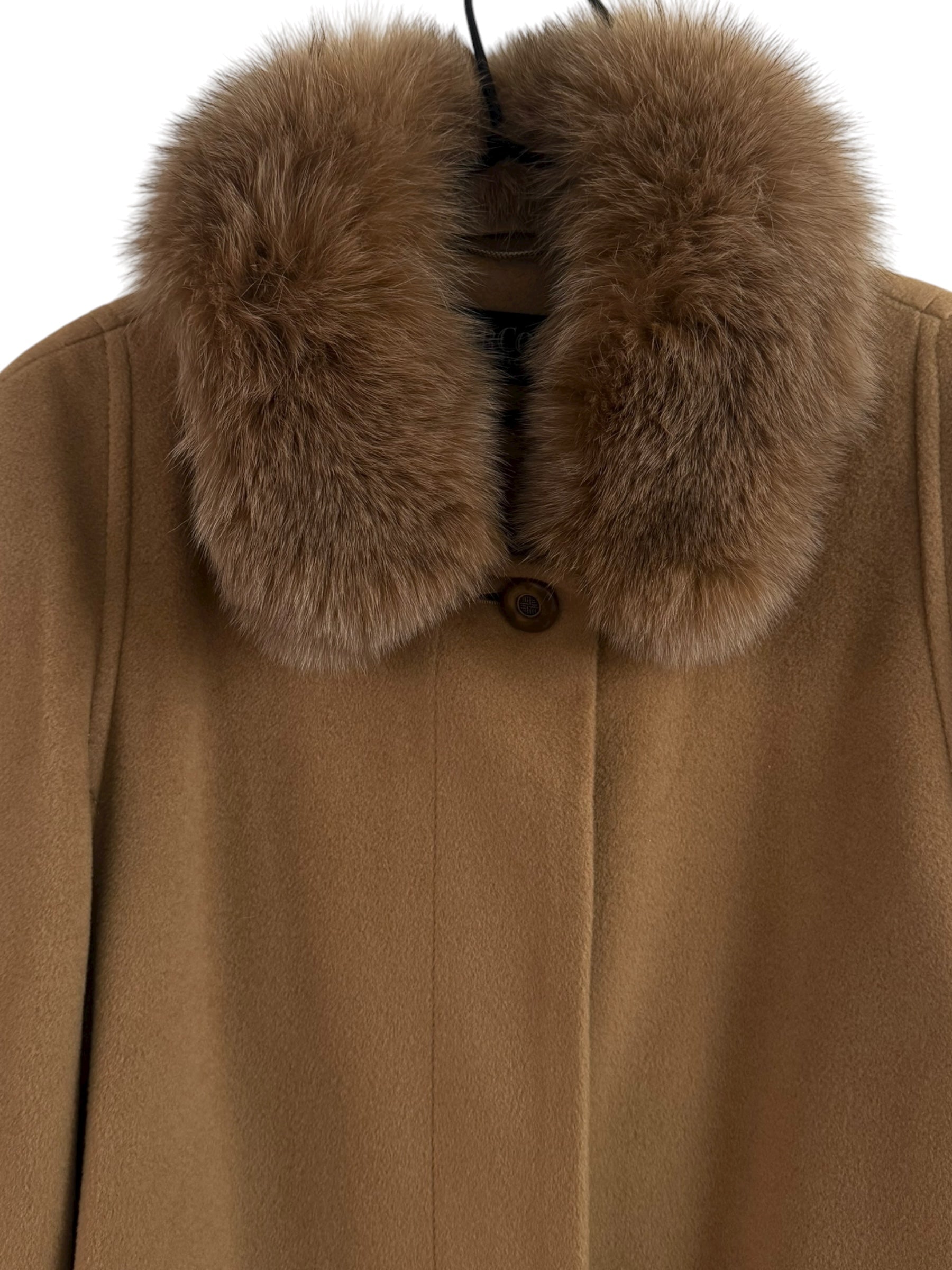 Marcona Camel Wool-Cashmere Coat with Fur Collar