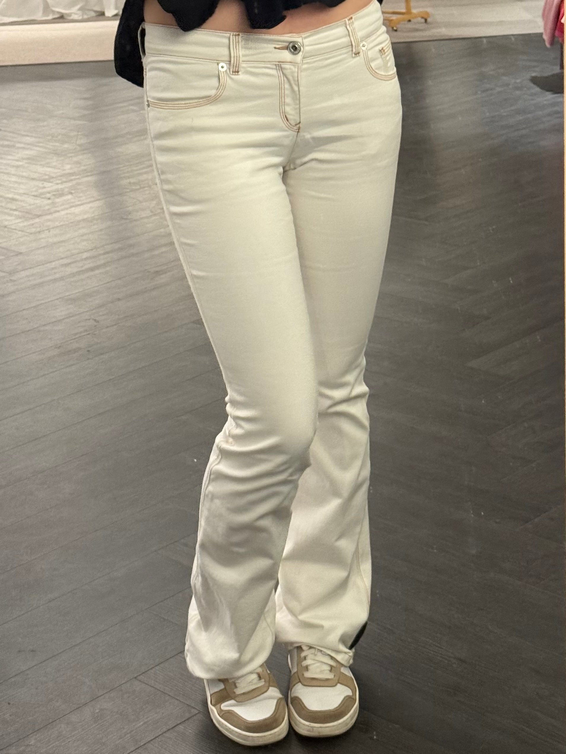 Moschino Jeans White Heart-Stitch Pants