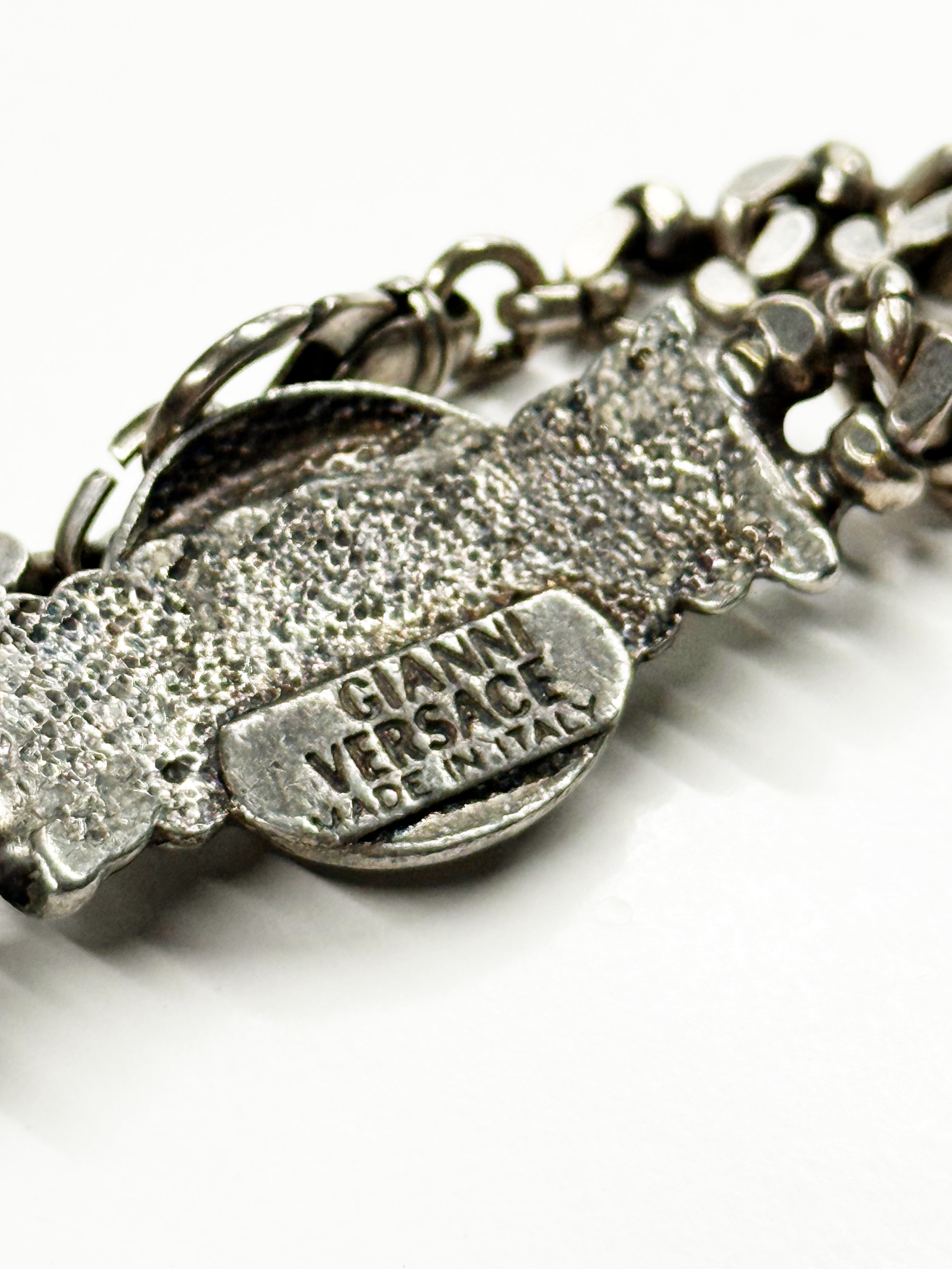 Vintage Gianni Versace Silver-Tone Medusa Chain Bracelet – Made in Italy