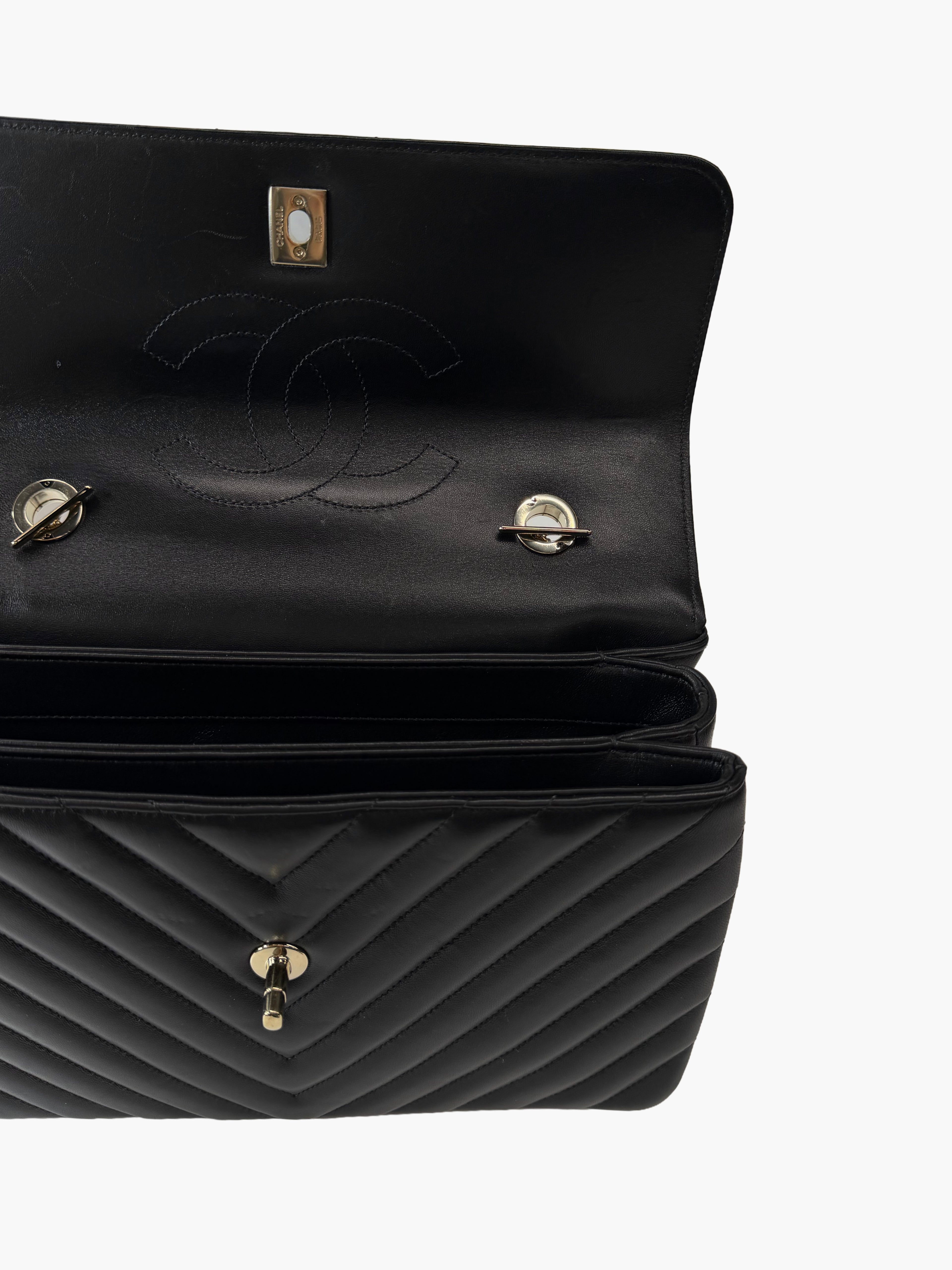 Chanel Trendy CC Top Handle Bag – Black Lambskin Chevron with Gold Hardware