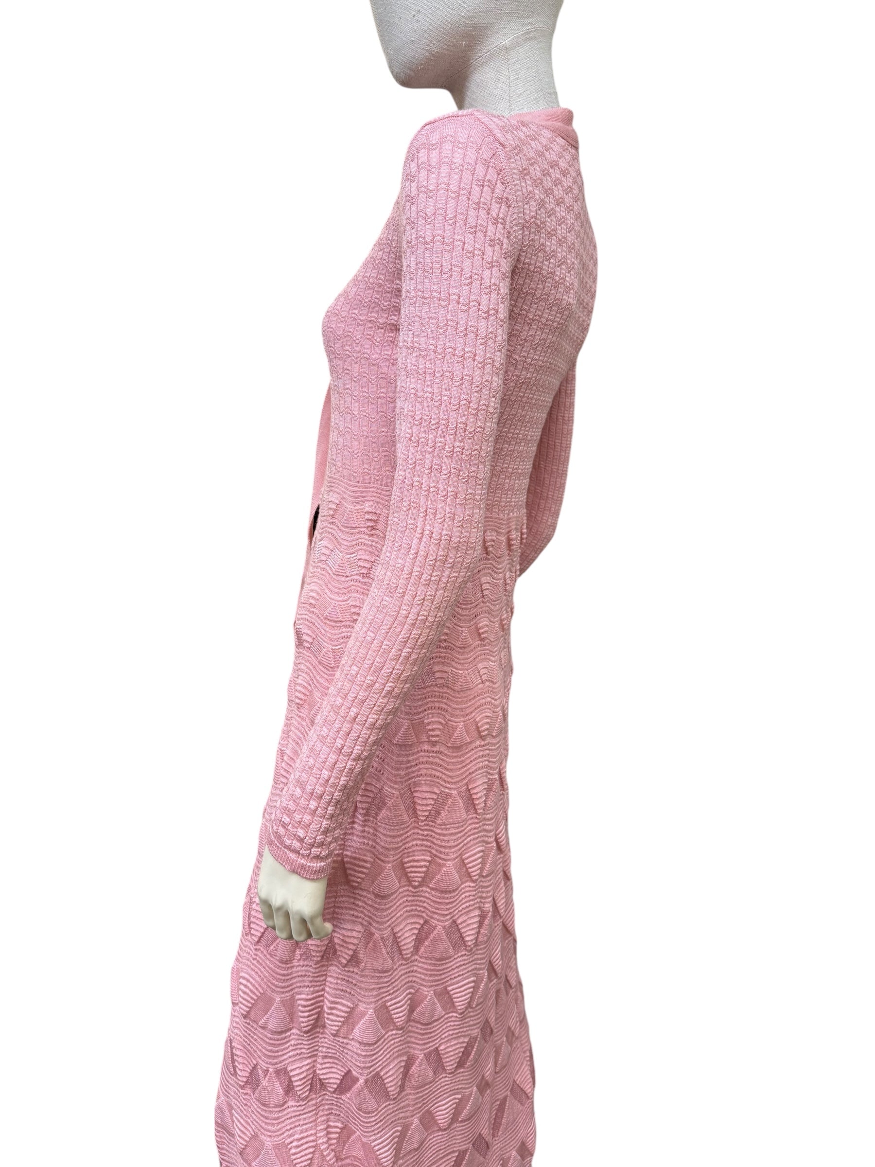Missoni Pink Textured Knit Maxi Dress