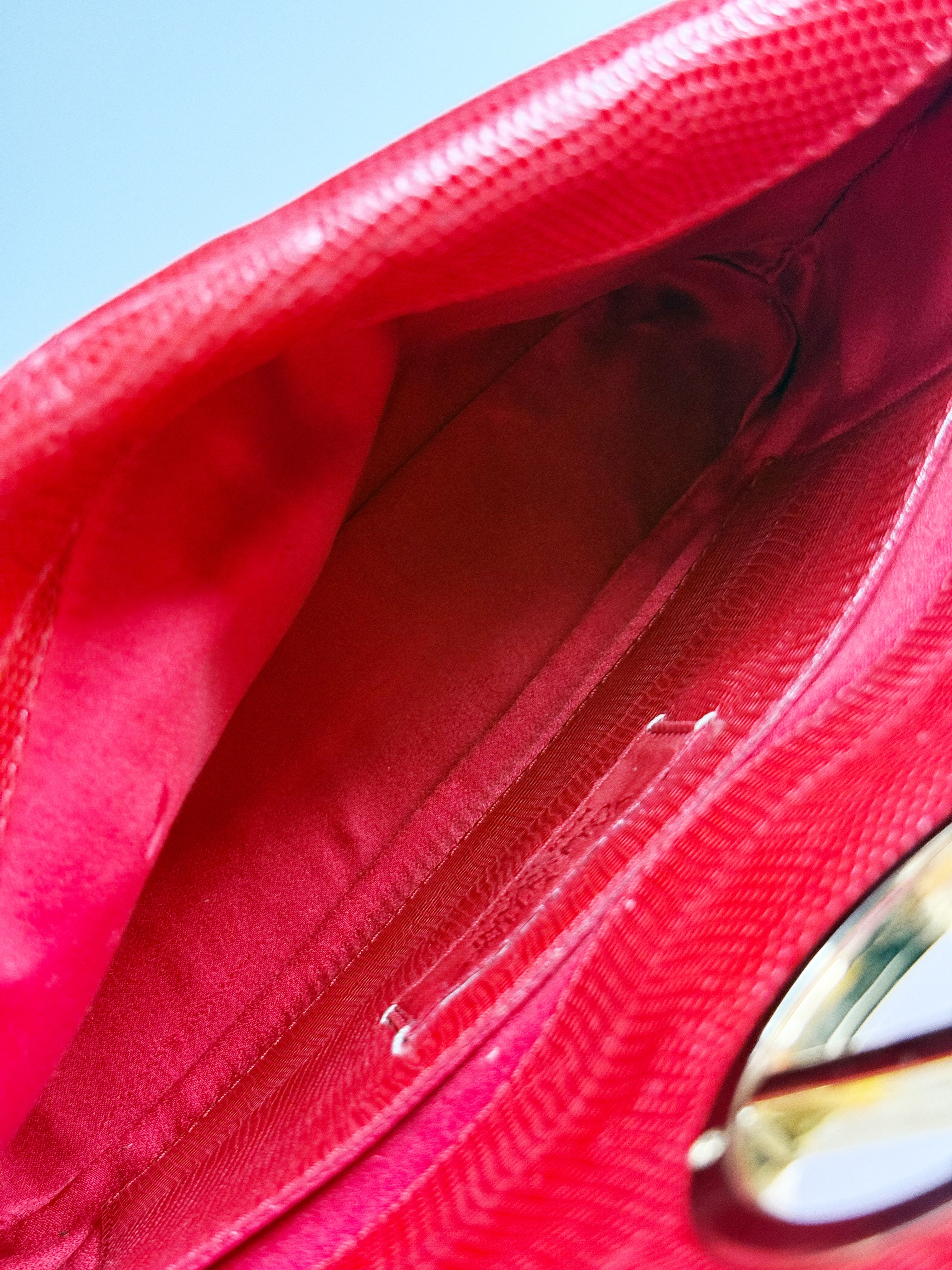 Valentino Garavani Red Lizard-Effect Leather Shoulder Bag