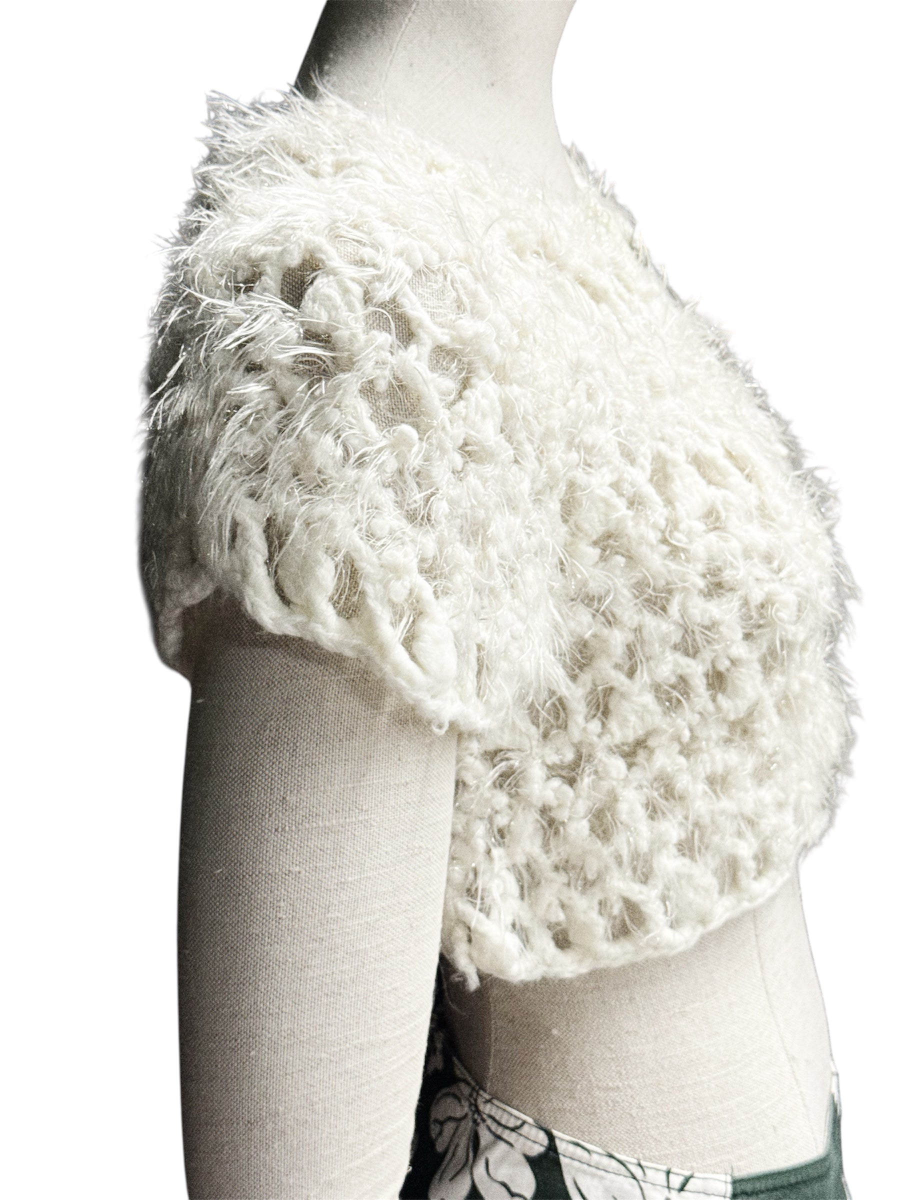 Miu Miu Ivory Cropped Knit Cardigan