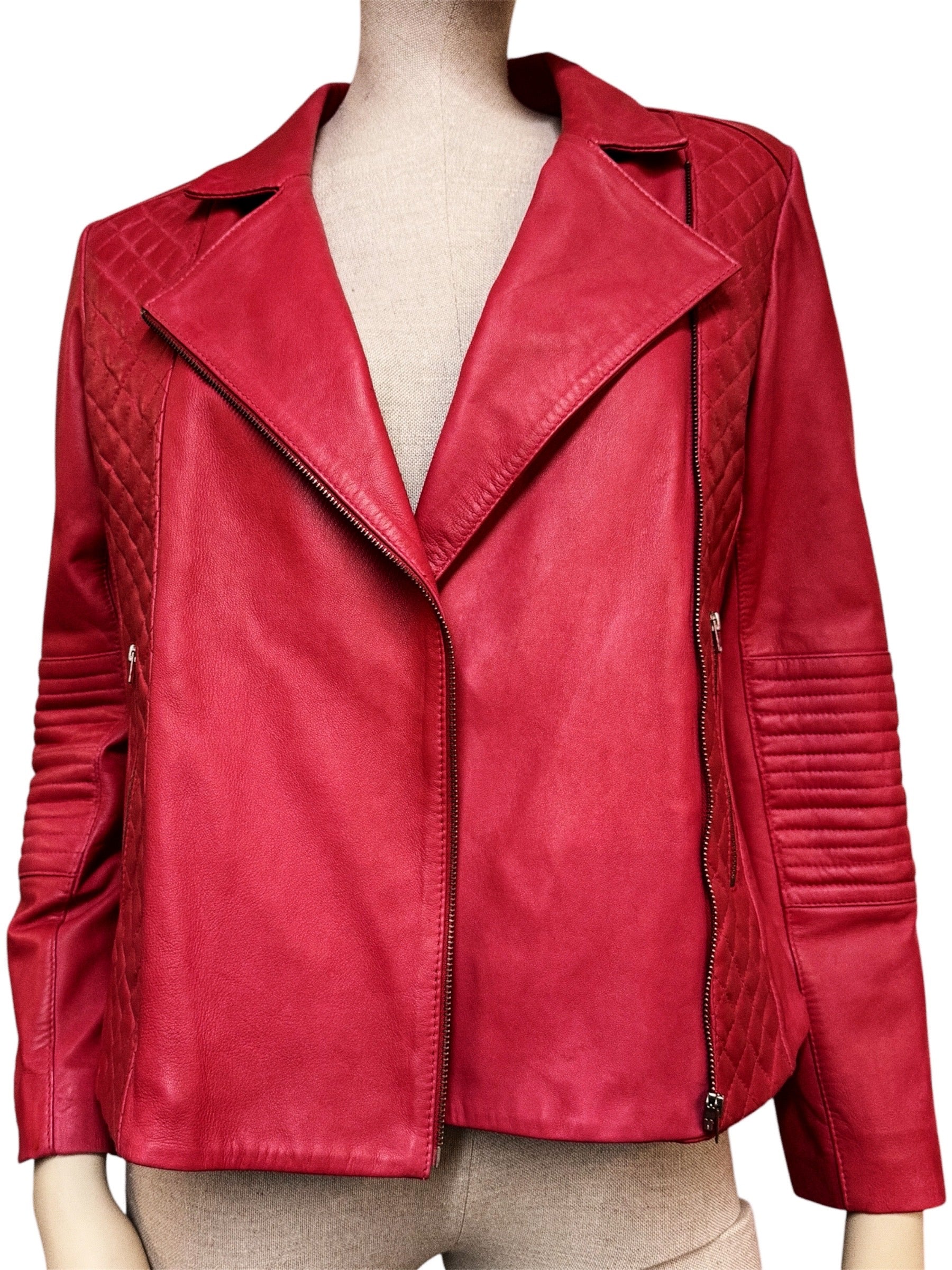 Pablo Gerard Darel Red Lamb Leather Jacket
