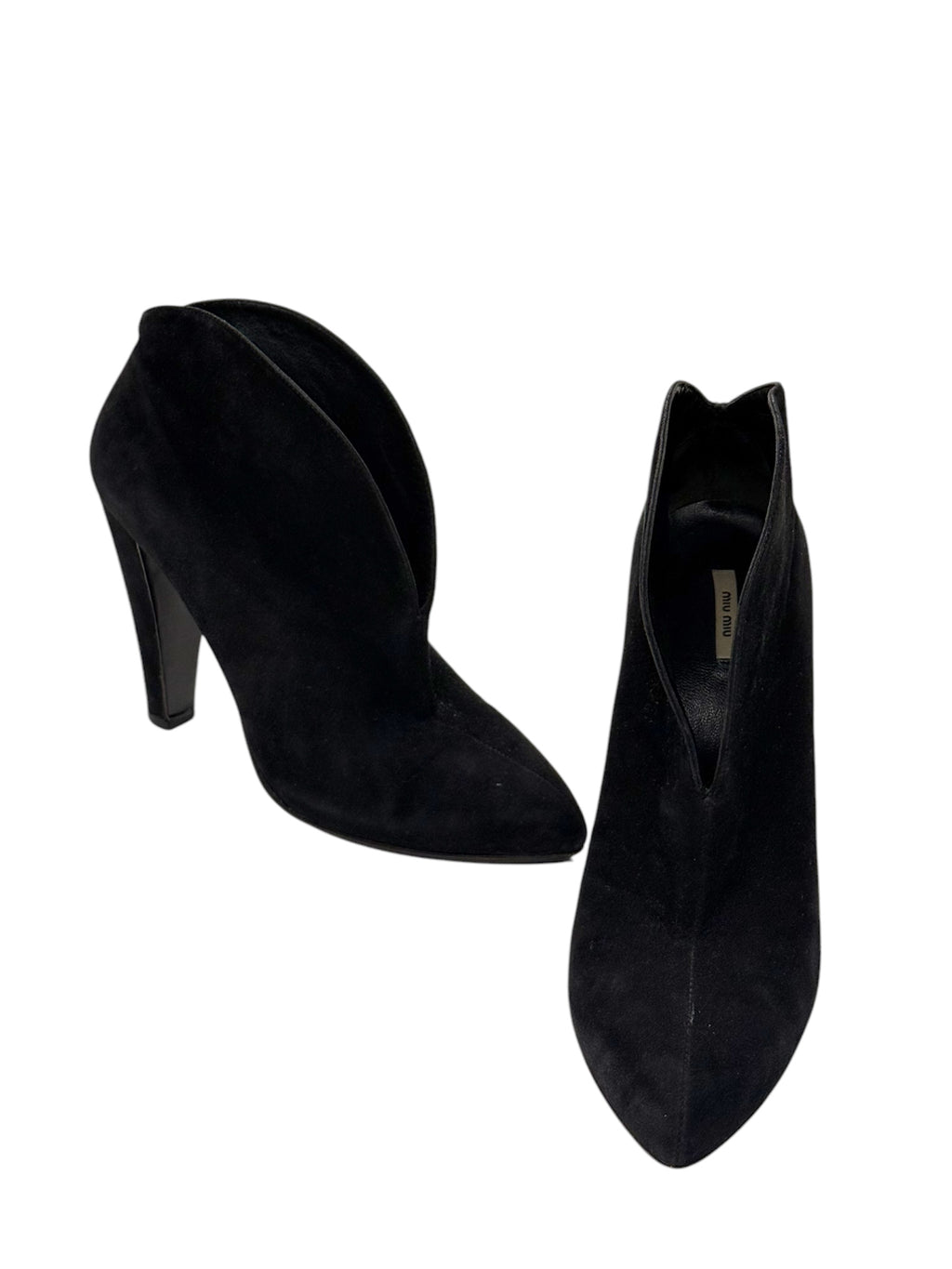 Miu Miu Sculpted Suede Ankle Boots