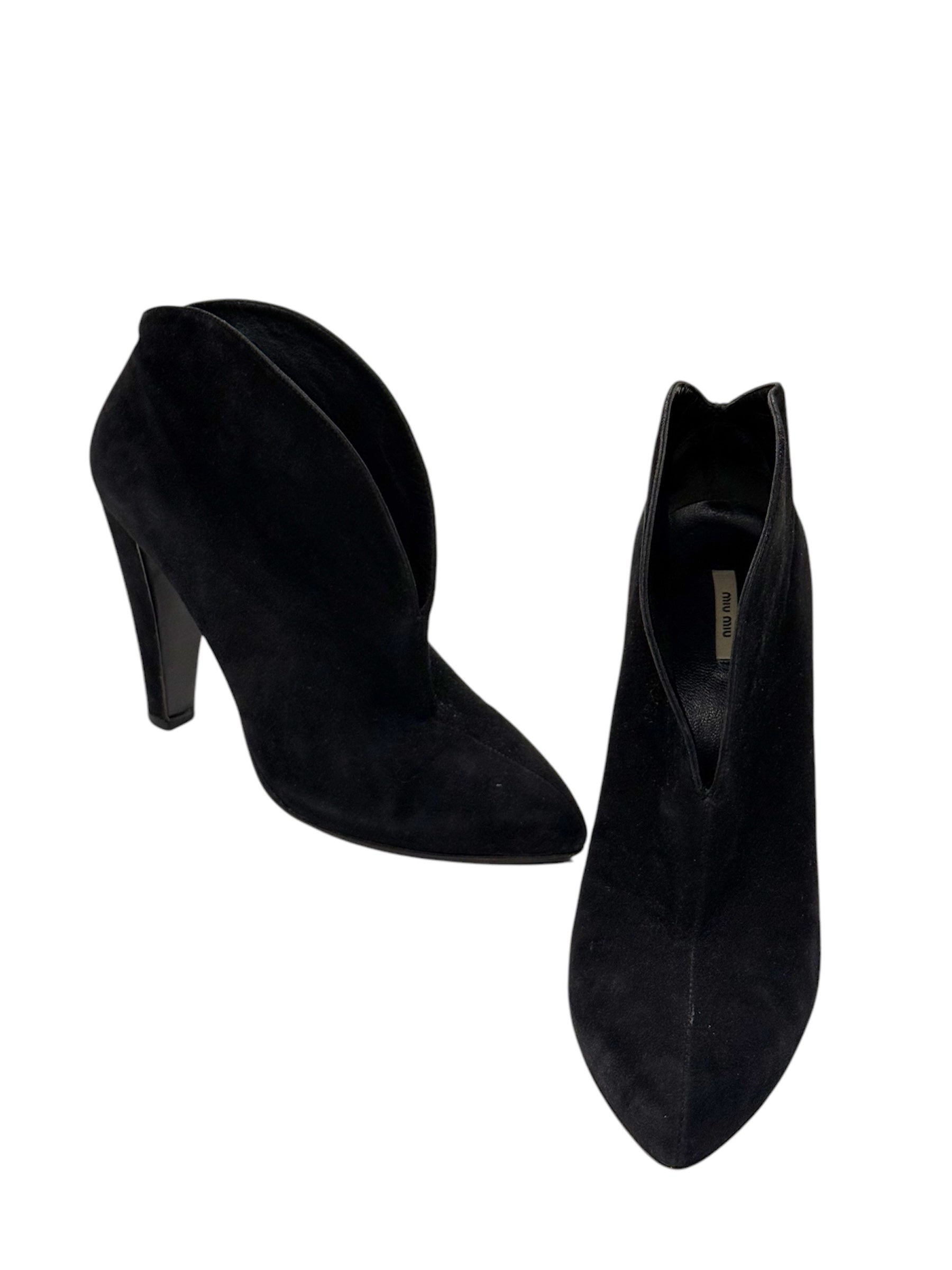 Miu Miu Sculpted Suede Ankle Boots