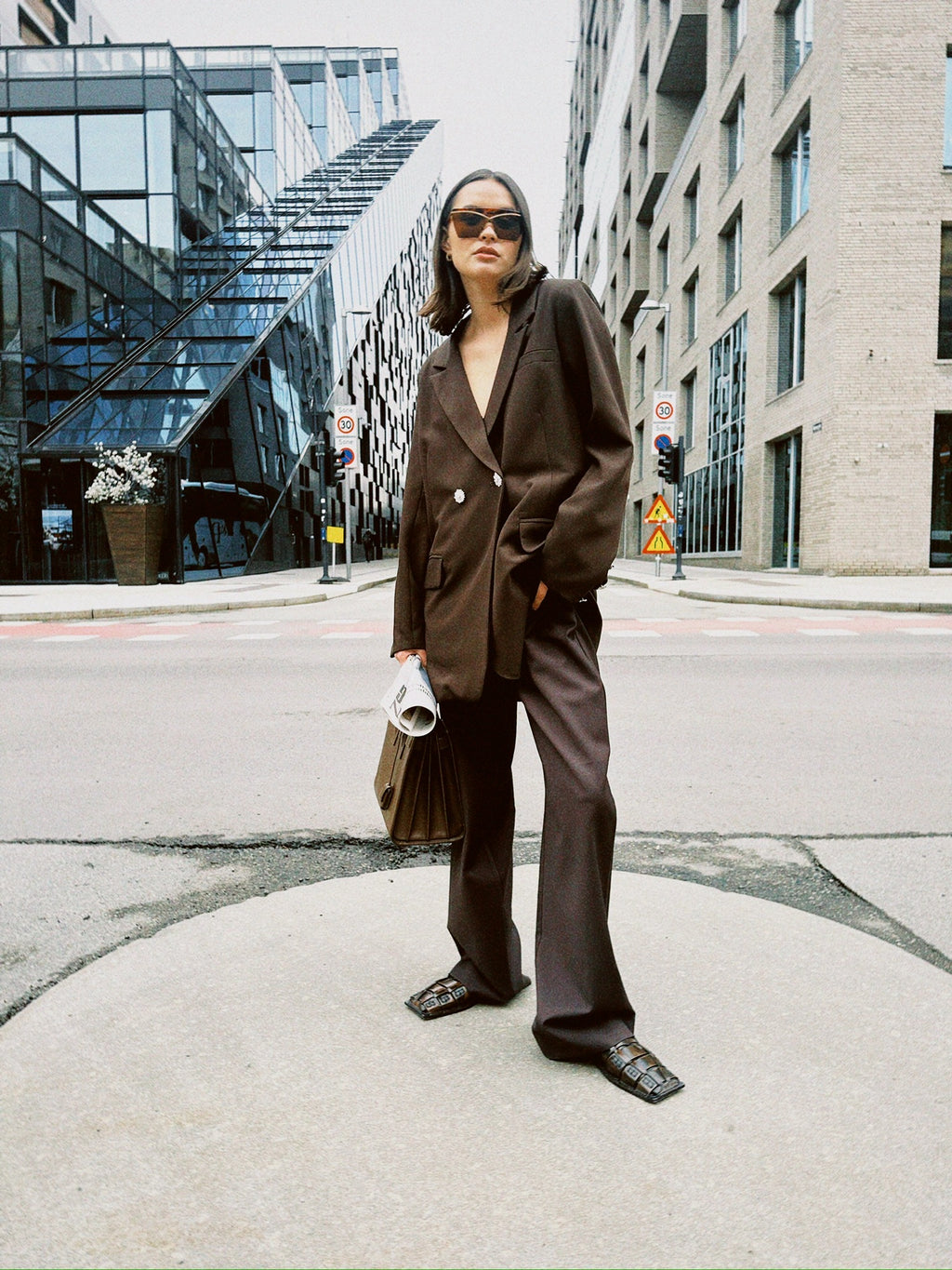 Blazer in Chocolate Brown with Crystal Fringe