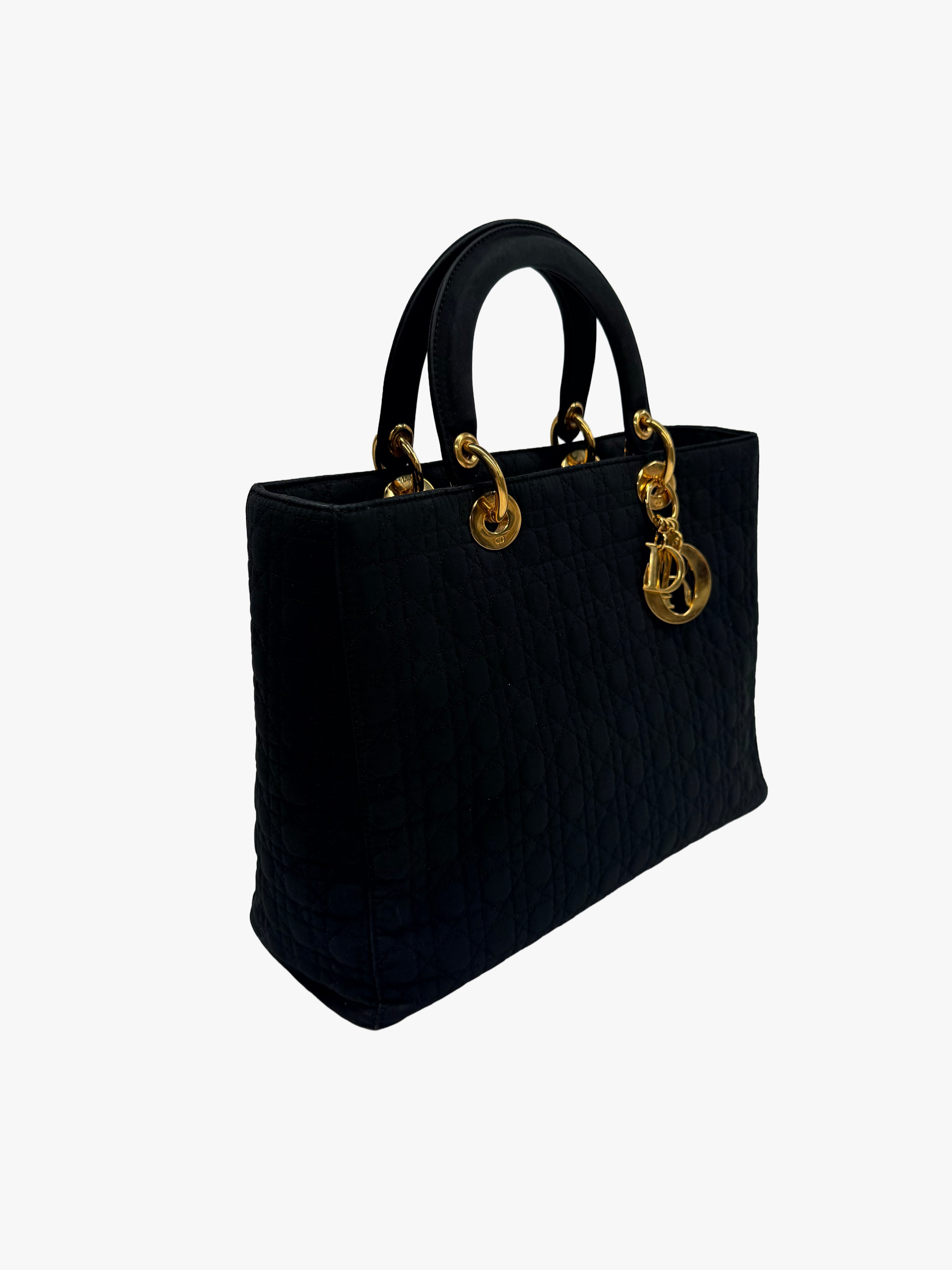 Vintage Lady Dior Large - Black Quilted Nylon