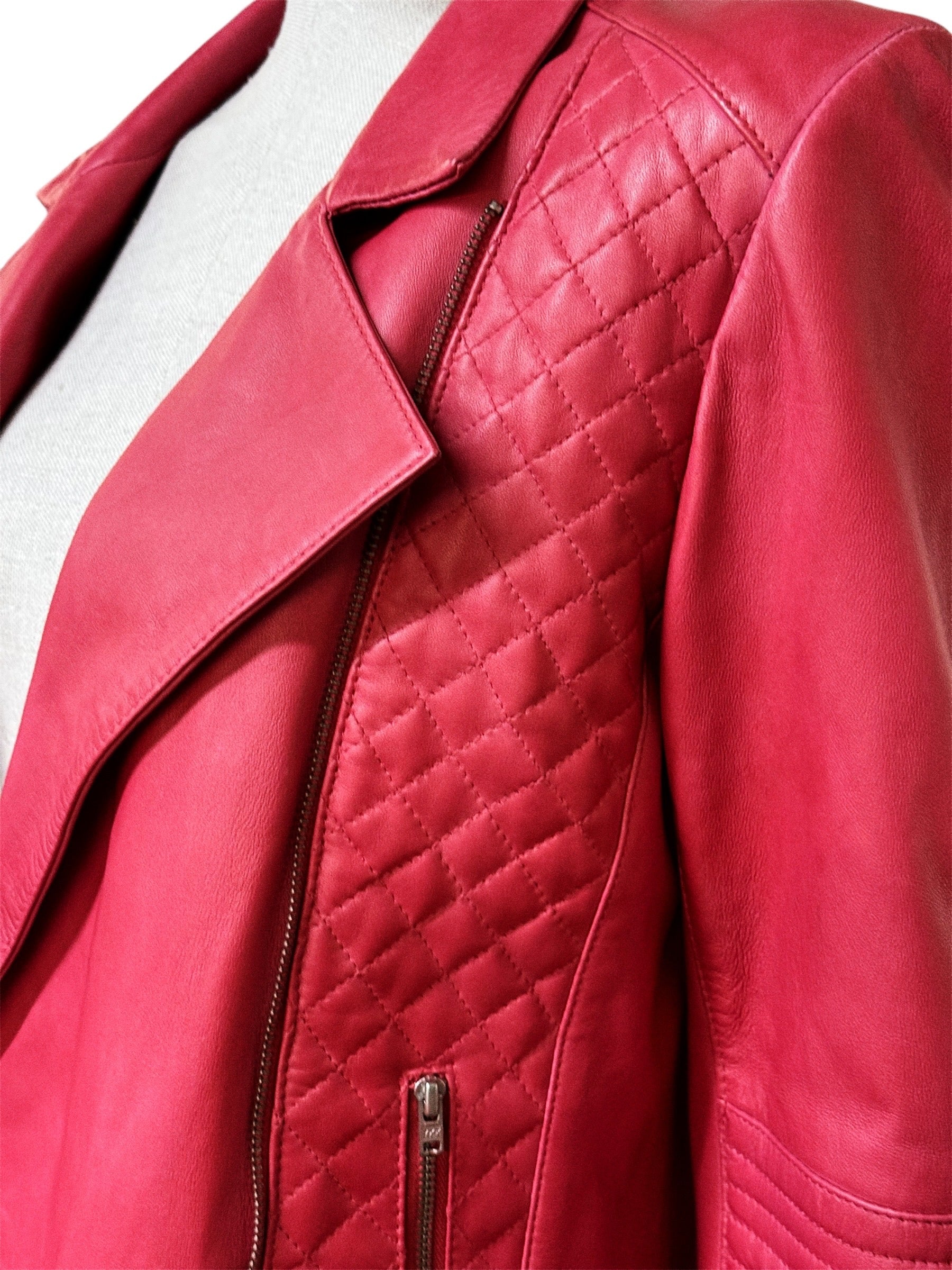Pablo Gerard Darel Red Lamb Leather Jacket