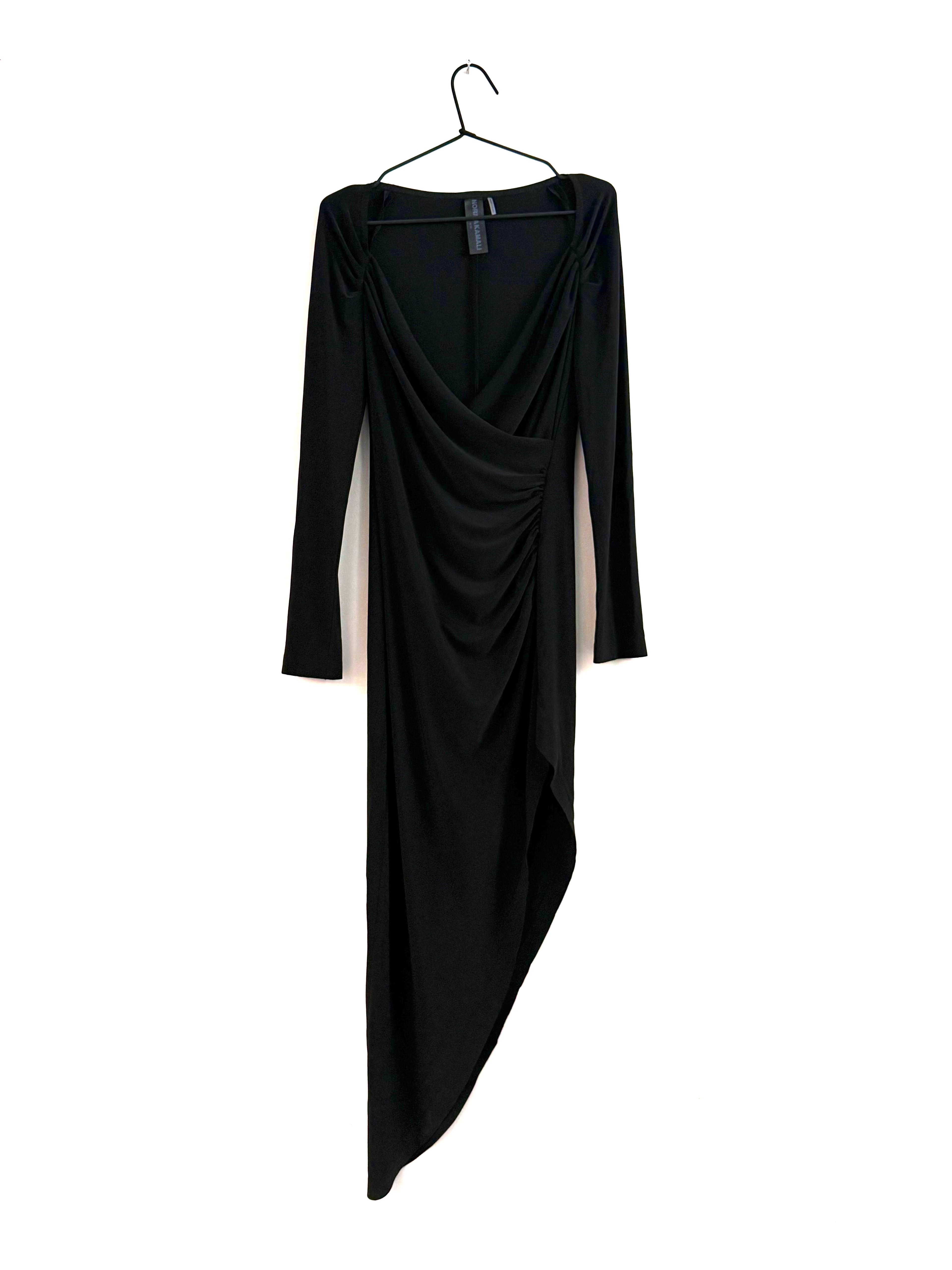 Norma Kamali Black Draped Asymmetric Dress - EU 38