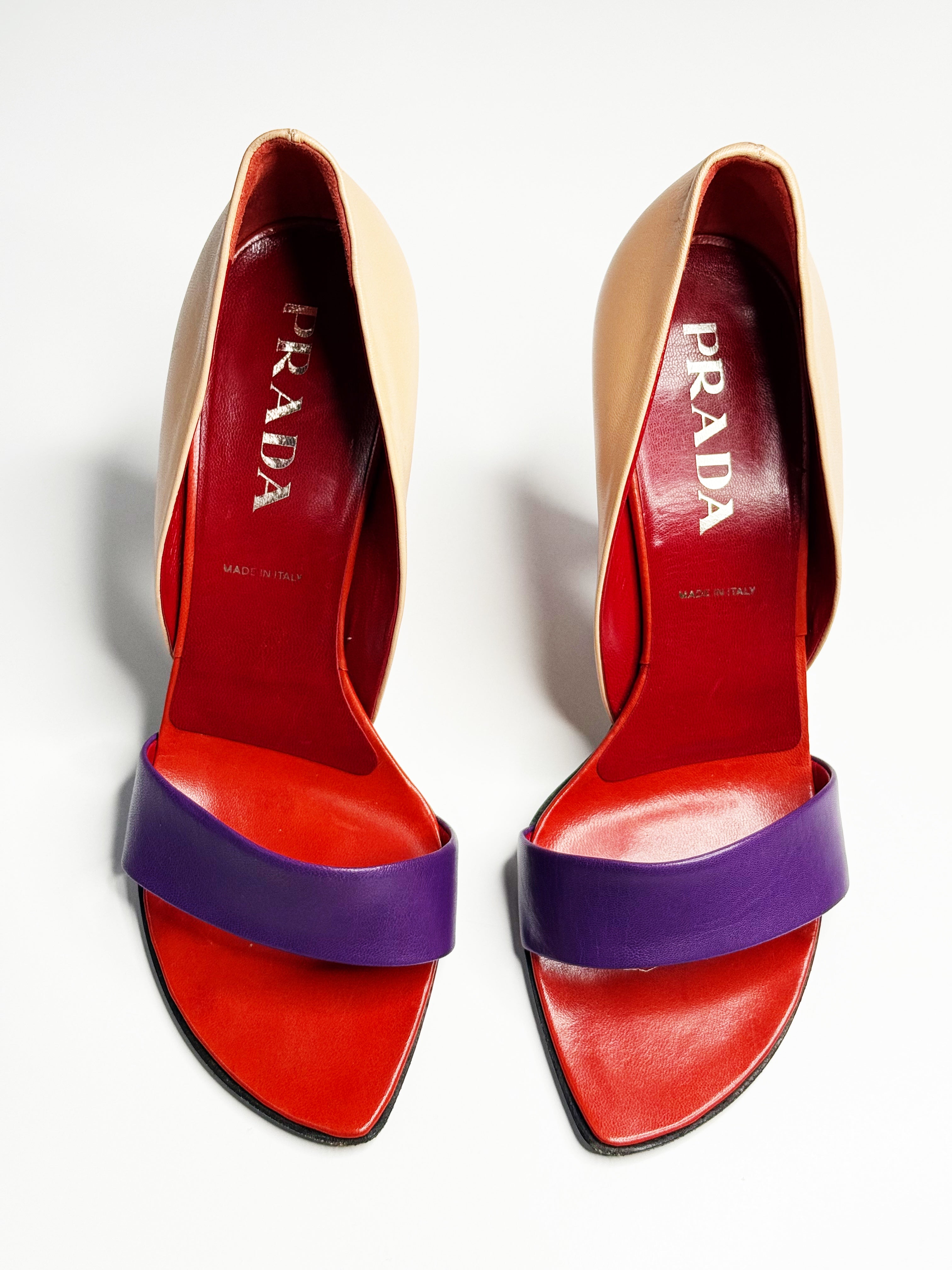 Prada Tricolour Sculptural Heels