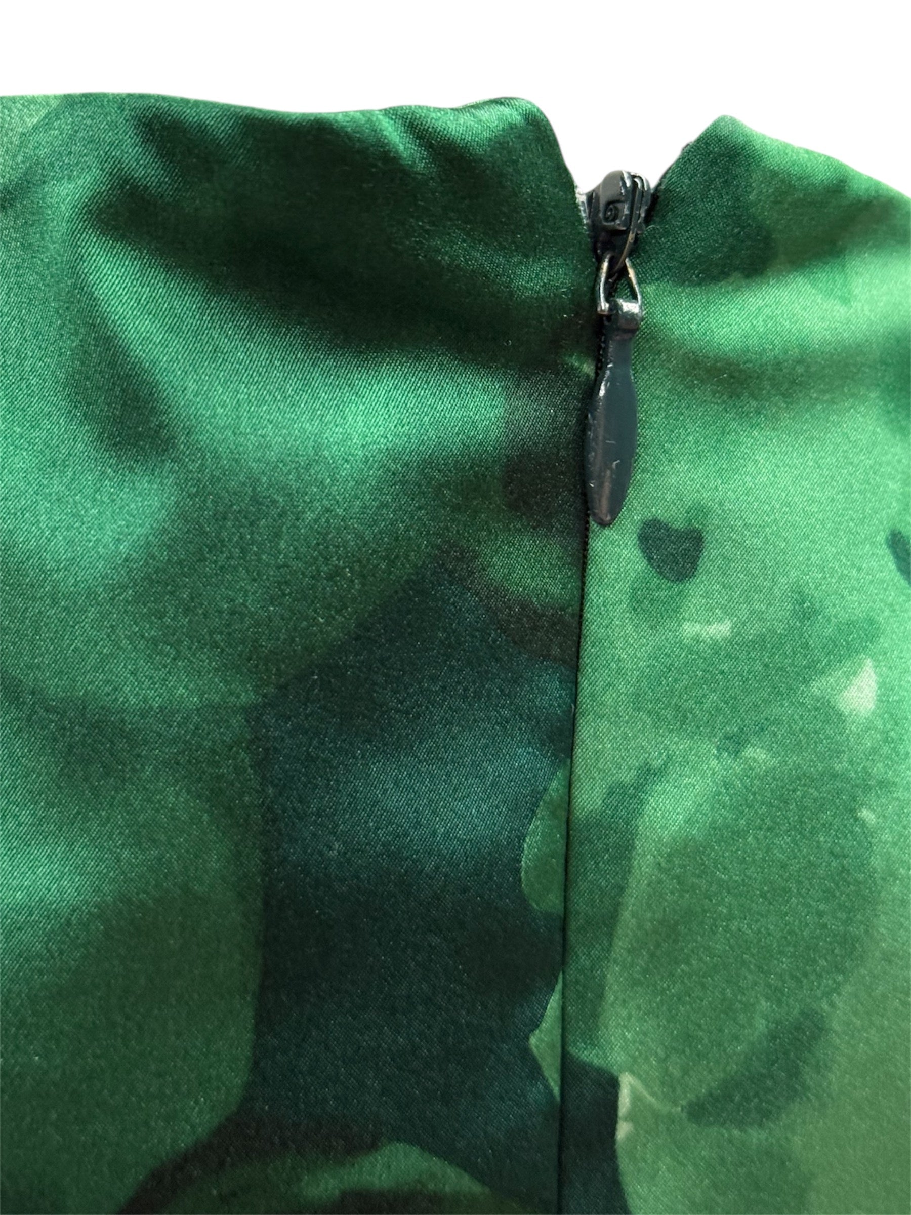 DOLCE & GABBANA green floral silk dress