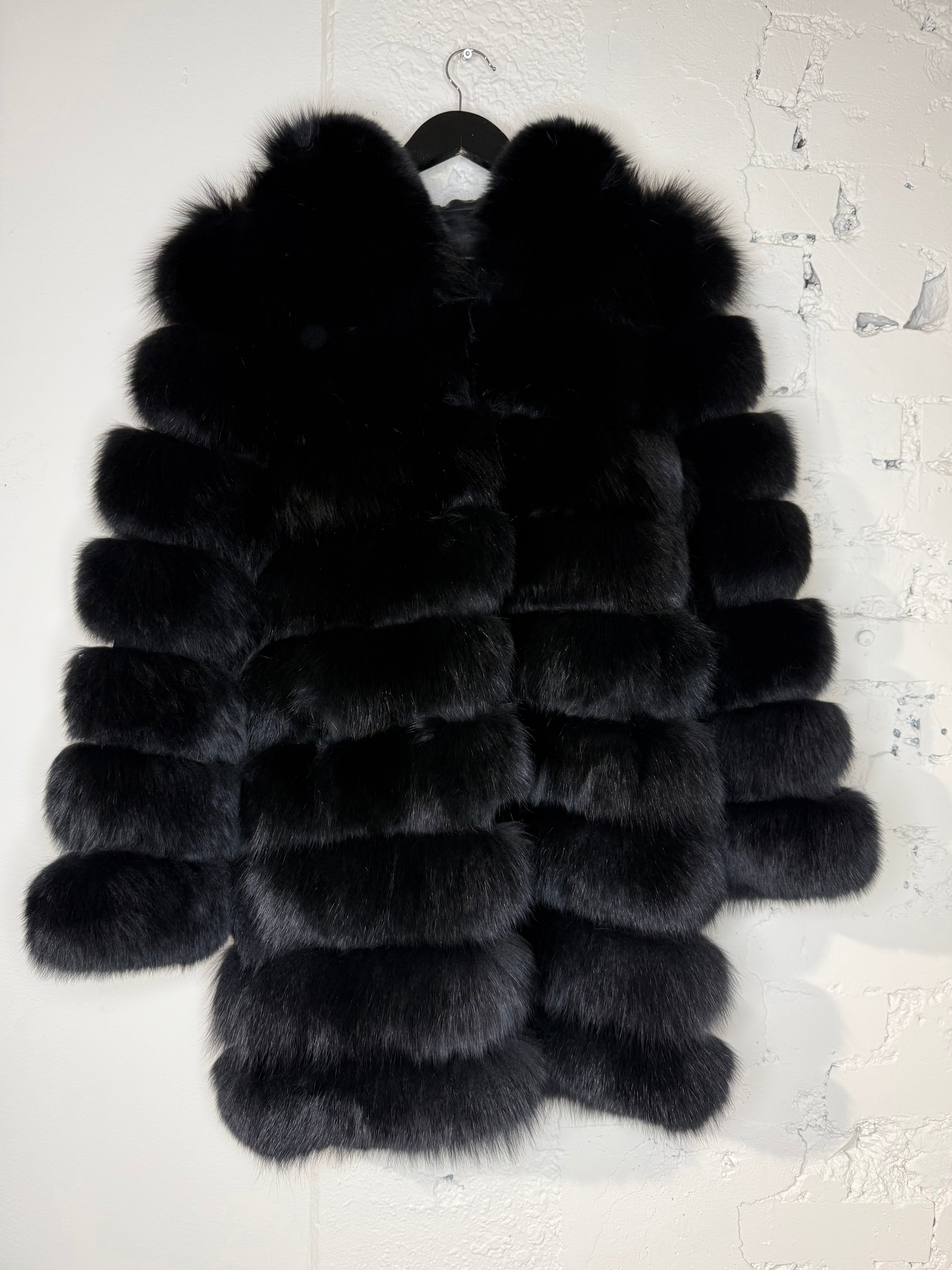 Meotine Black Fox Fur Coat - XS/S