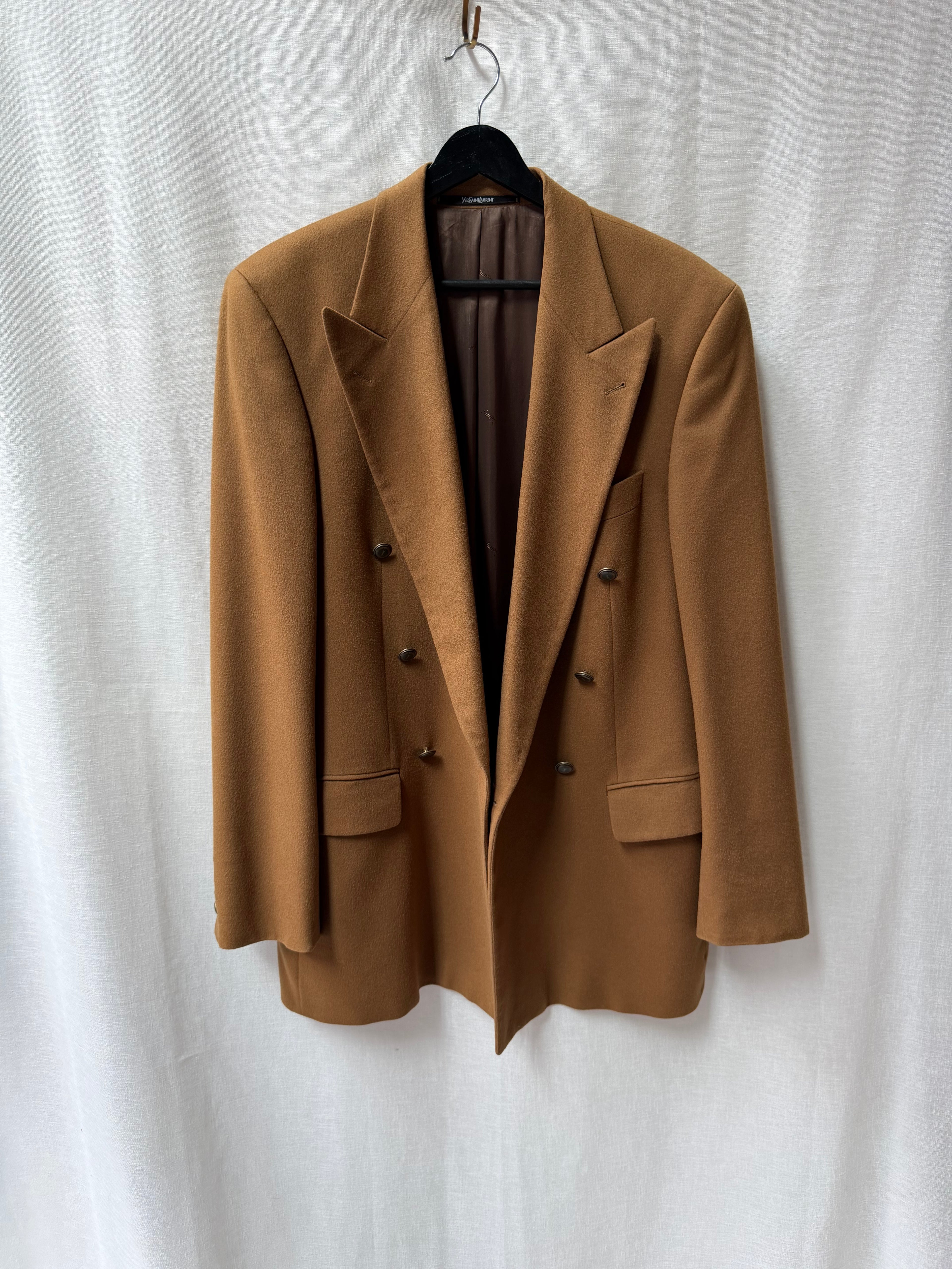 Vintage Yves Saint Laurent Double-Breasted Wool Blazer (Camel)