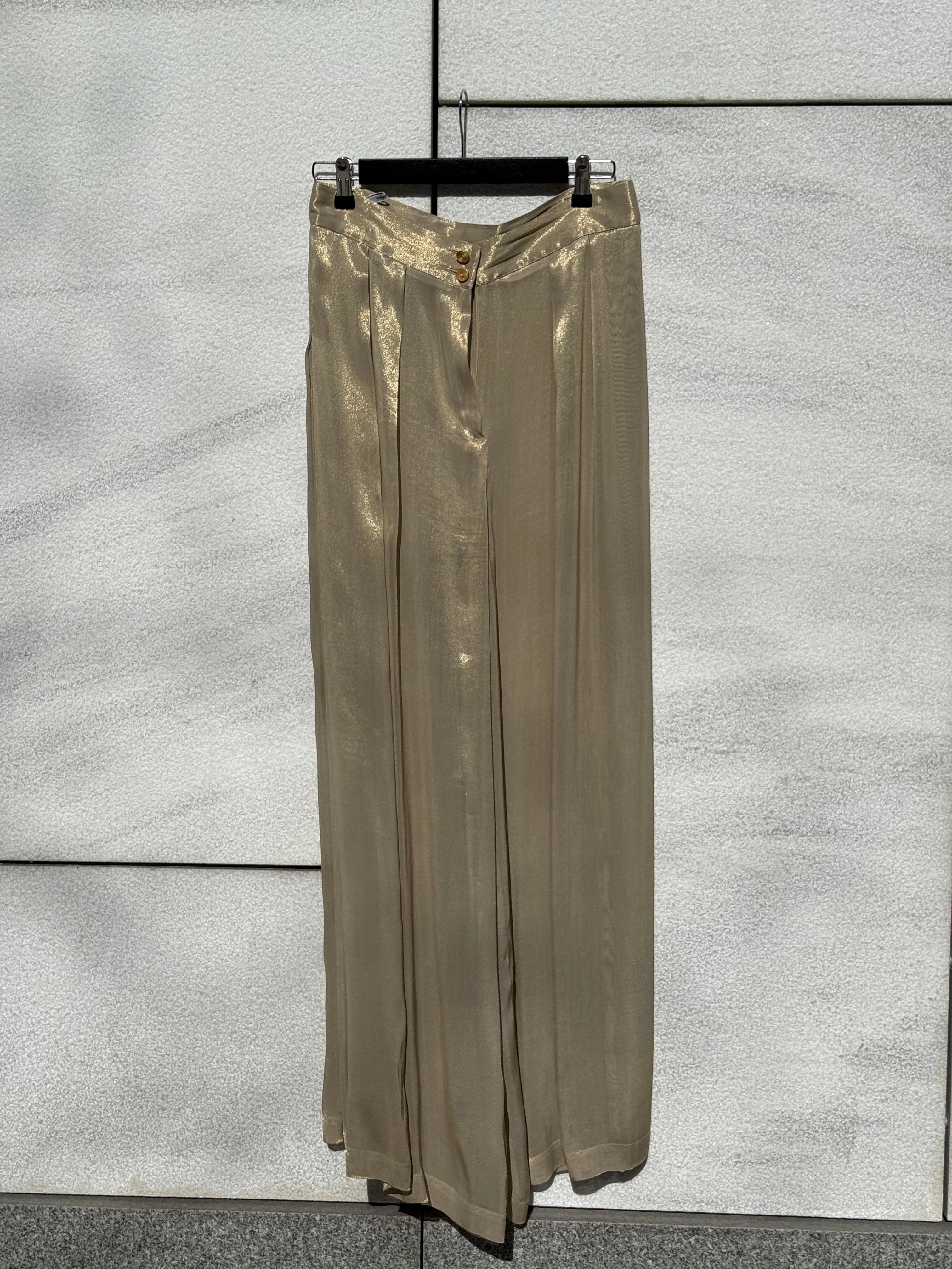 Vintage Yves Saint Laurent Gold Wide-Leg Trousers