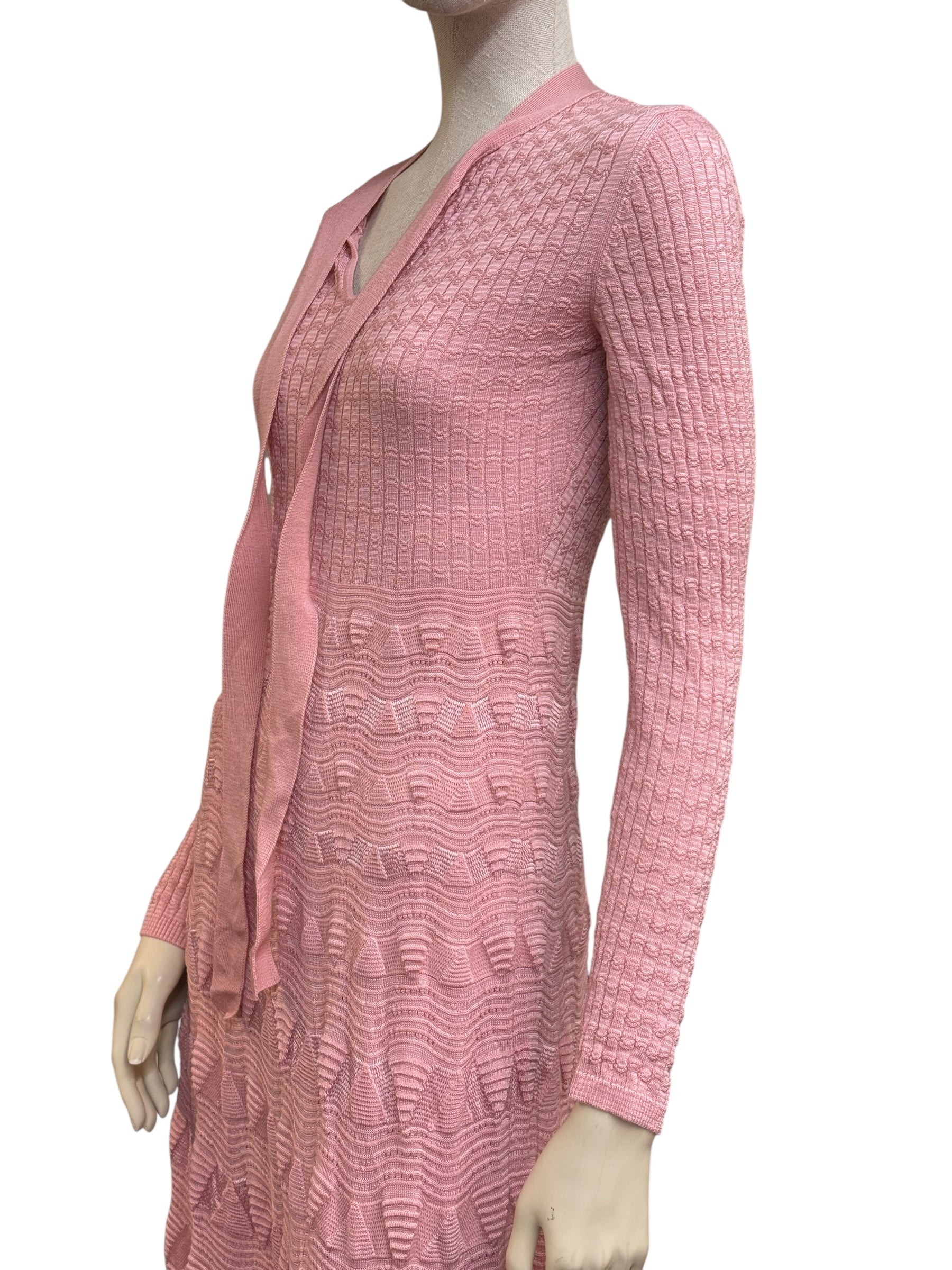 Missoni Pink Textured Knit Maxi Dress
