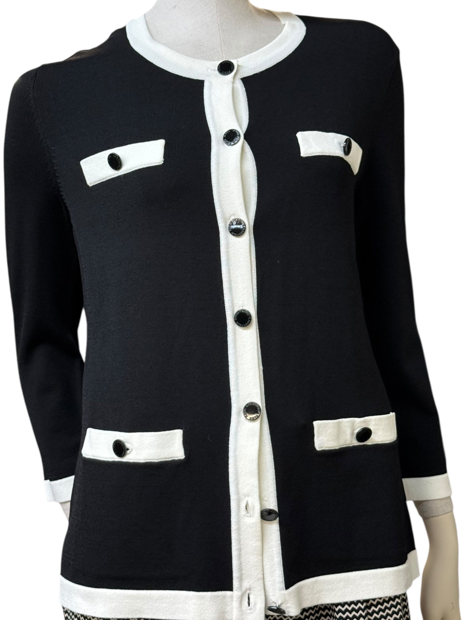 KARL LAGERFELD PARIS MONOCHROME KNIT CARDIGAN