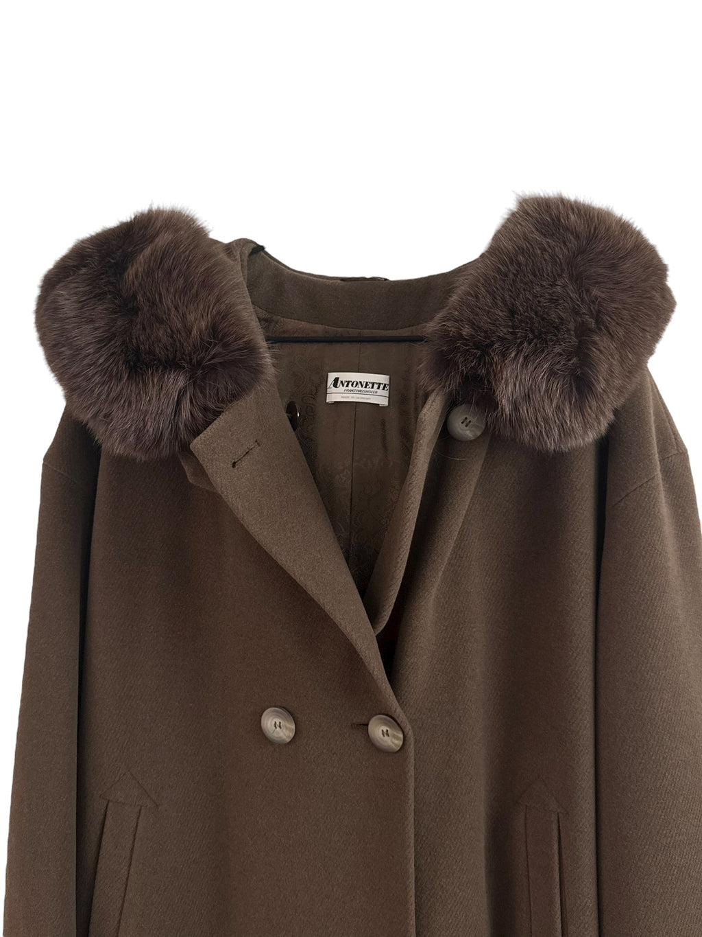 Antonette Wool-Angora Coat with Fur Collar - EU 40
