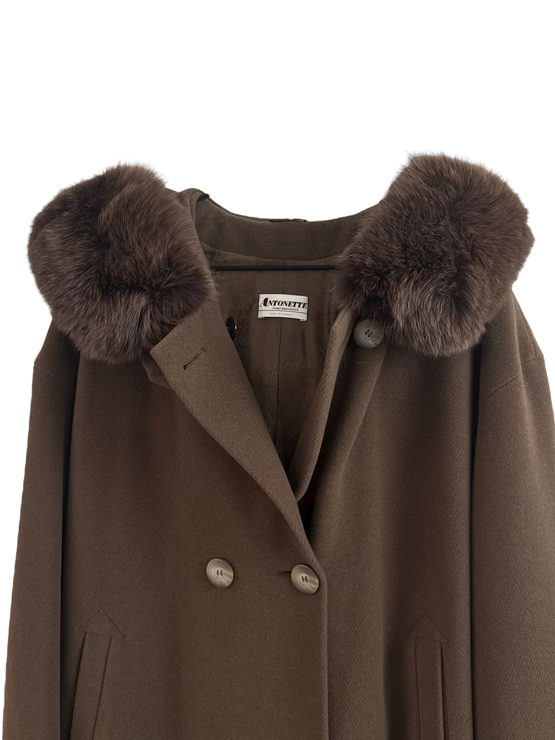 Antonette Wool-Angora Coat with Fur Collar - EU 40