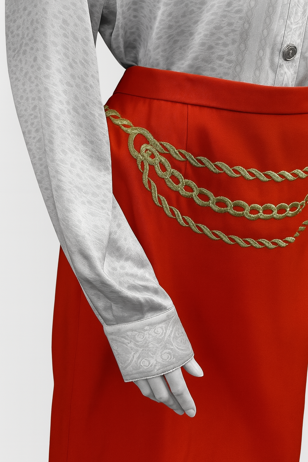 Vintage Escada Red Wool Embroidered Skirt – EU 42