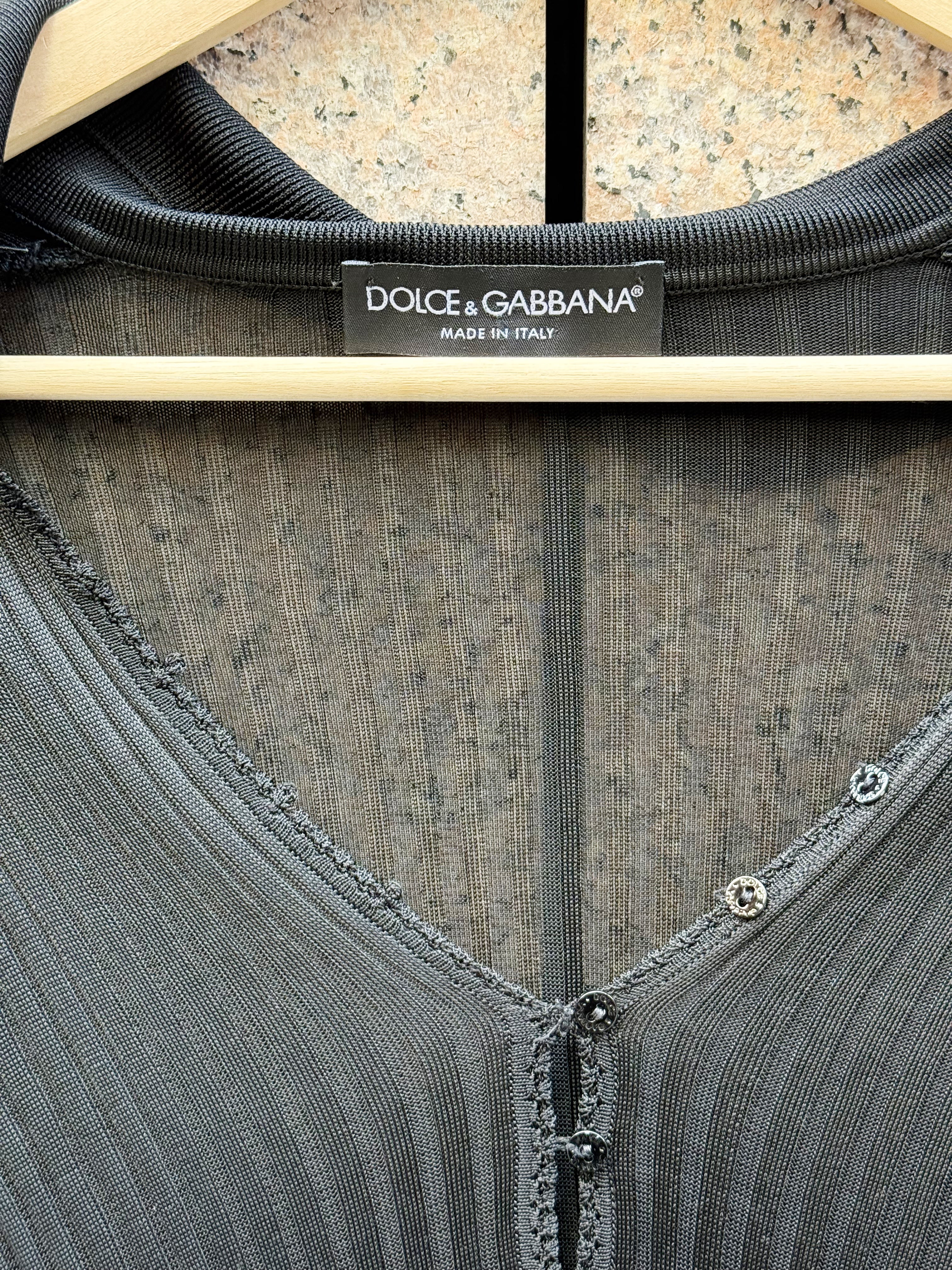 Dolce & Gabbana Black Sheer Button Blouse