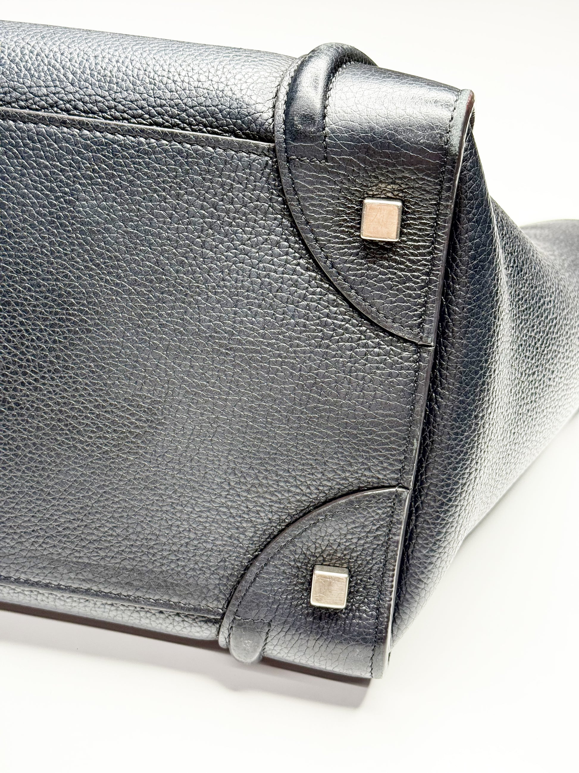 CÉLINE Mini Luggage Tote in Black Grained Calfskin (With Tags)