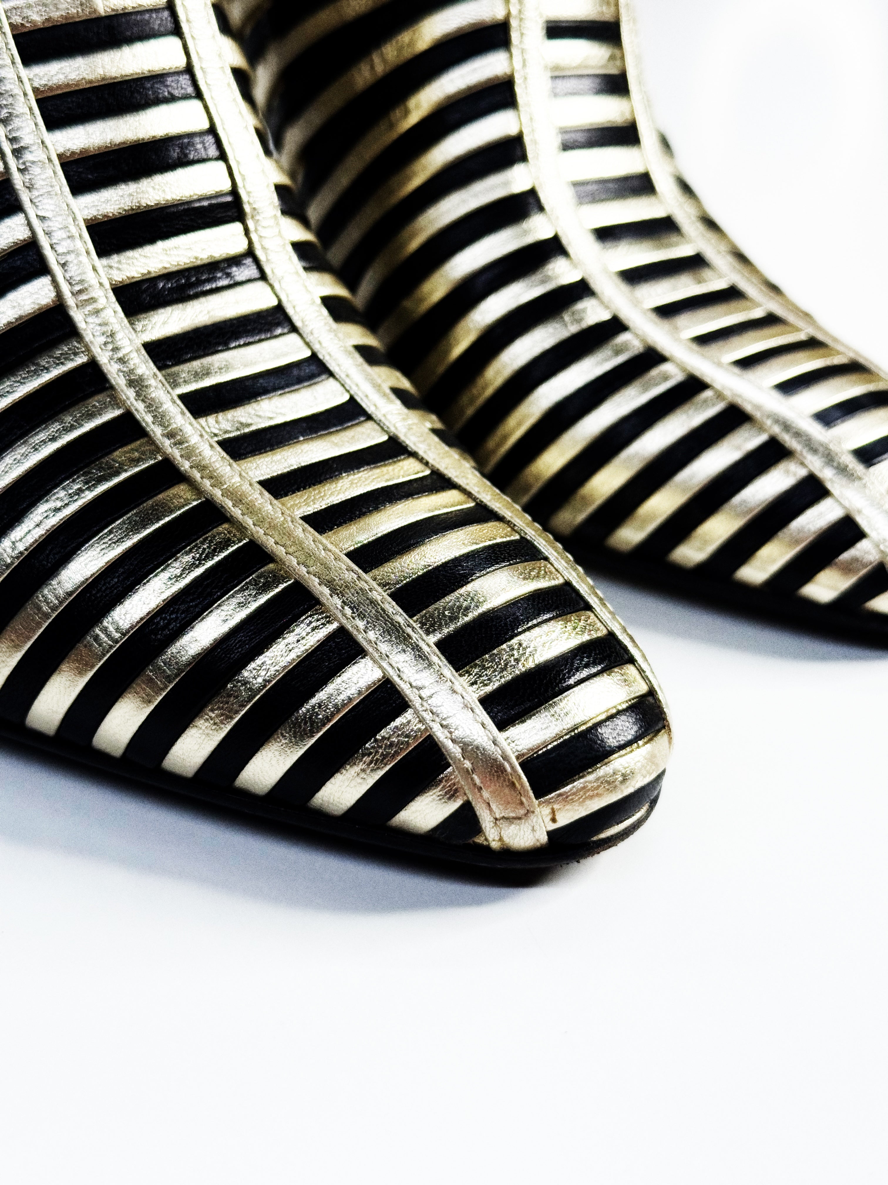 Valentino Garavani Metallic Striped Knee-High Boots