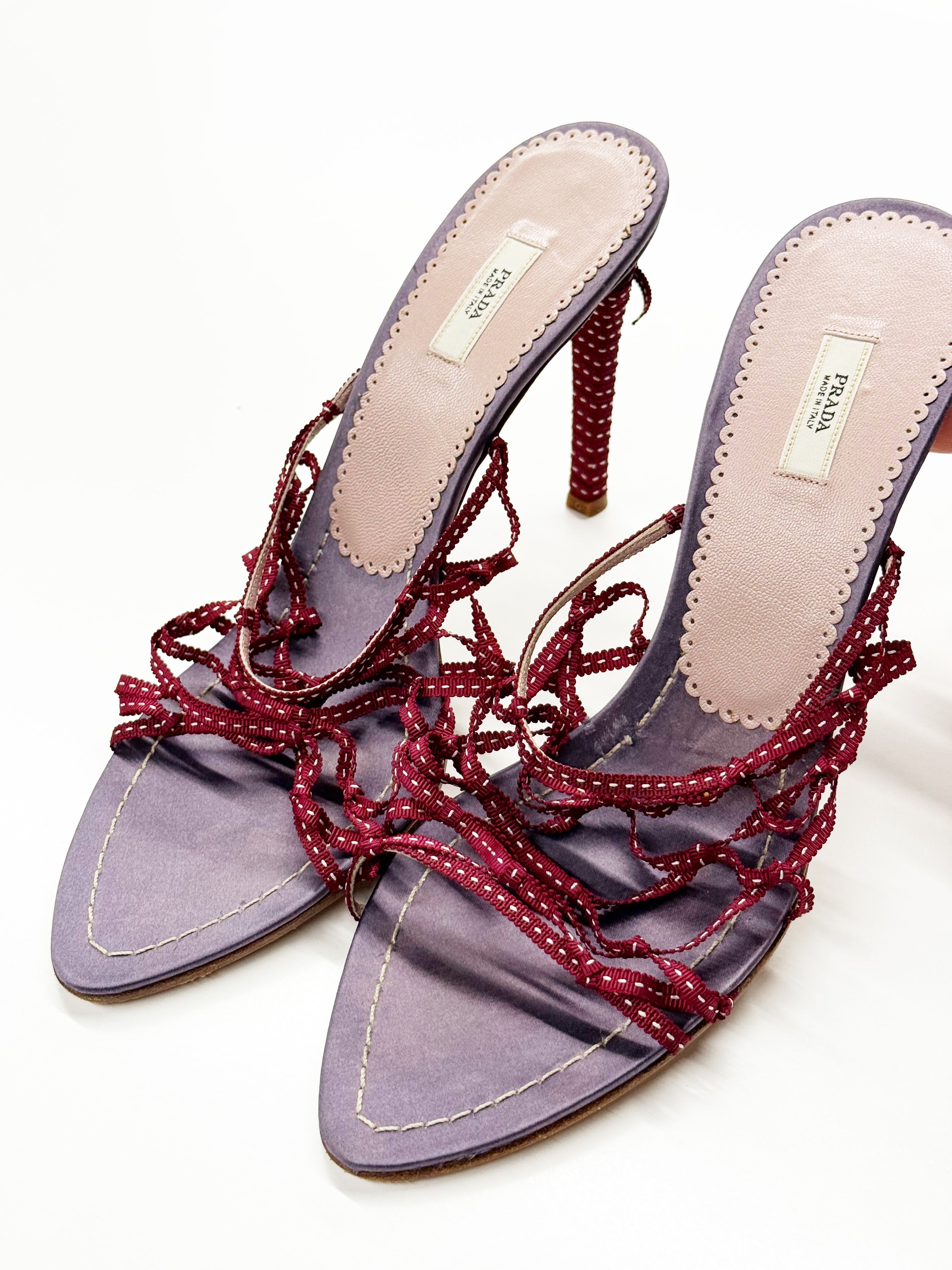 Prada Beaded Lace-Up Heels