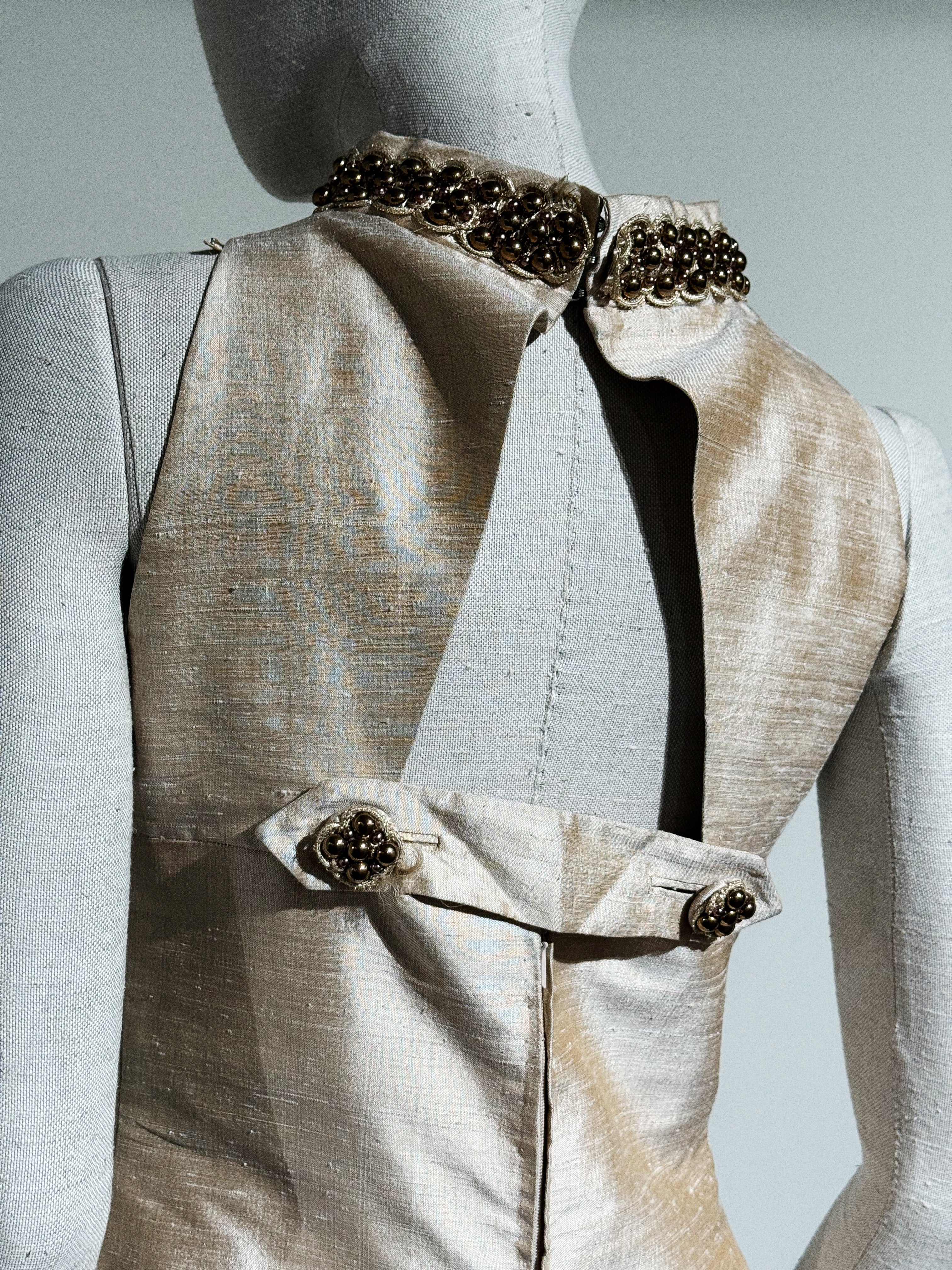 Vintage Petit Atelier Champagne Silk Dress